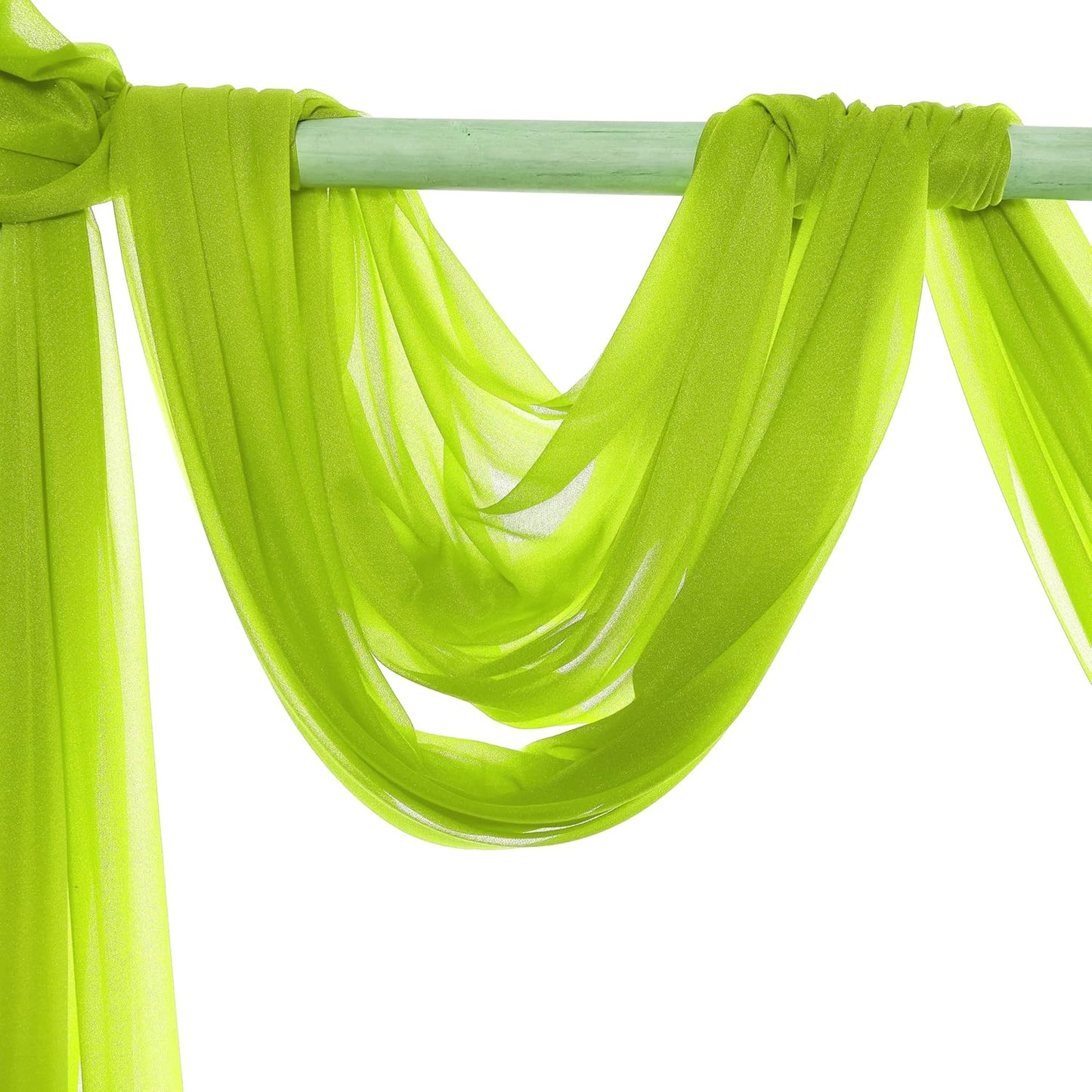 VDS Pack of 2 Panel (30 Inch X 30 Feet) Wedding Arch Draping Fabric Sheer Chiffon Fabric Drapery for Wedding Ceremony Reception Swag Backdrop Canopy Chuppah ARBO Altars Decoration (Parrot Green)
