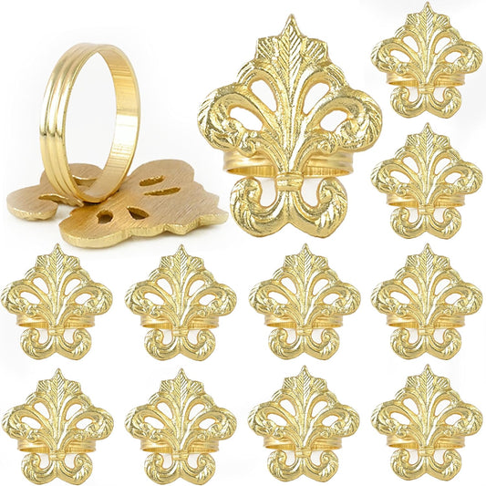 12-Pack Gold Napkin Rings - Shiny Metal Napkin Rings - Premium Lightweight Metal Napkin Holders for Elegant Dining, Weddings, Parties & Everyday Décor - ALPHA Living HOME