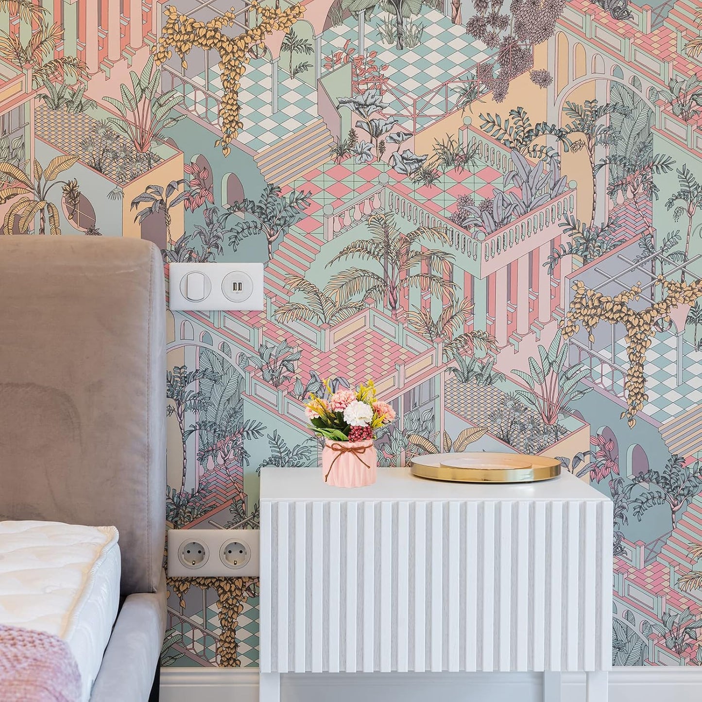 BLOSMON Fake Flowers in Vase for Centerpieces: 4 PCS 5.9 Inch Small Artificial Hydrangea with Vase Table Decor - Faux Floral Arrangements Desk Home Party Bathroom Office Decorations