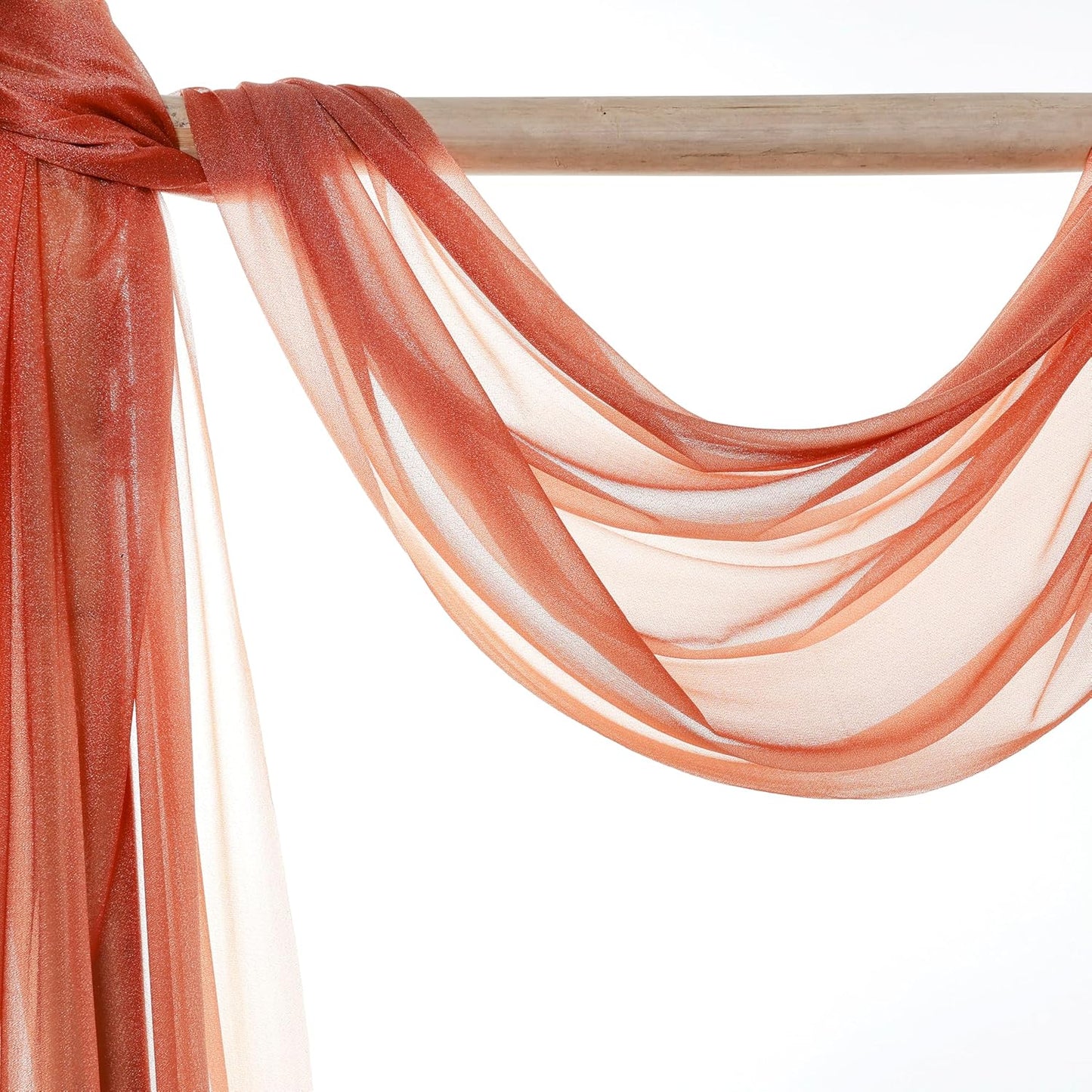 VDS Pack of 1 Panel (30 Inch X 40 Feet) Wedding Arch Draping Fabric Sheer Chiffon Fabric Drapery for Wedding Ceremony Reception Swag Backdrop Canopy Chuppah ARBO Altars Decoration (Terracotta)