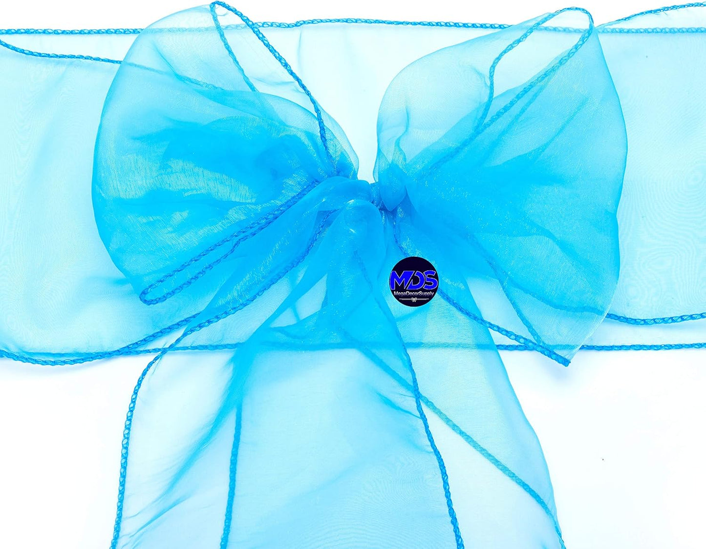 MDS Pack of 75 PCS Organza Chair Sashes Wider Dining Chair Bows Ribbon Tie Back for Wedding Party Birthday Bridal Shower Reception Event Banquet Home Chair Cover Decoration - Blue