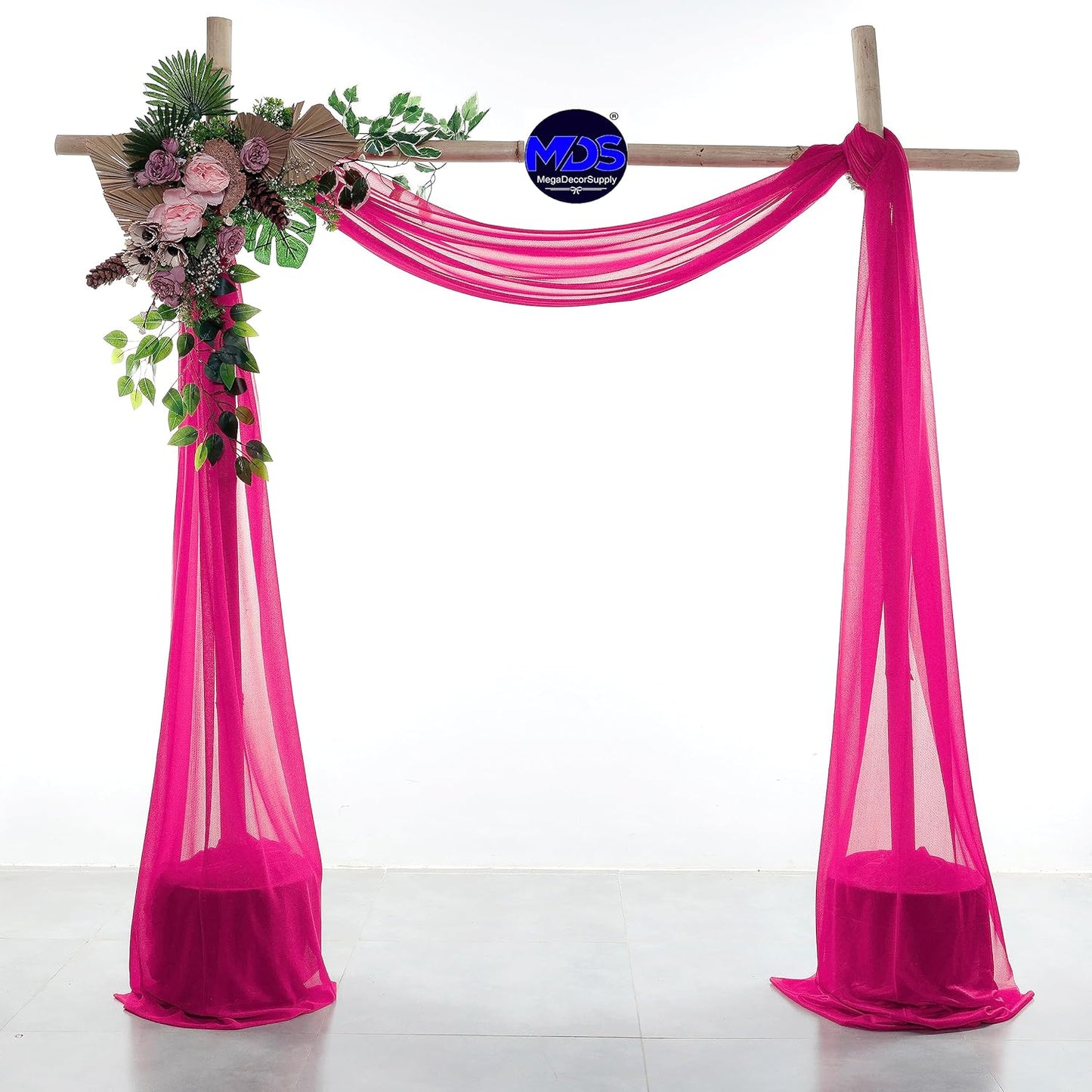 MDS Halloween Chiffon Draping Fabric - 2 Panel, 30" Wide x 100ft Long - Sheer Spooky Arbor & Canopy Drapery for Haunted House Backdrops, Party Ceilings, DIY Costumes & Themed Events - Hot Pink