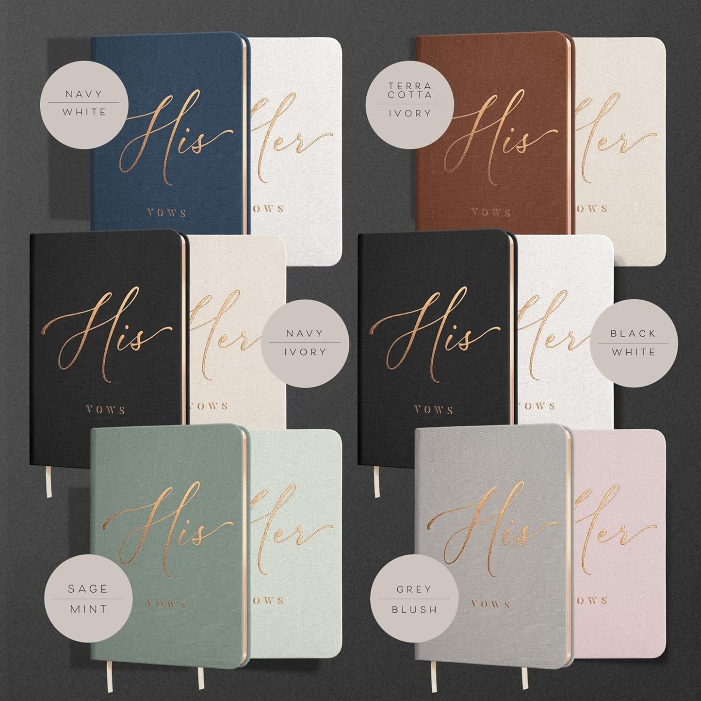 Vow Books His and Hers - Linen Wedding Vow Books Perfect as Bride & Groom Gifts, Wedding Registry Ideas - His & Hers Gifts Wedding Vow Book - Wedding Essentials & Accessories [White & Black]