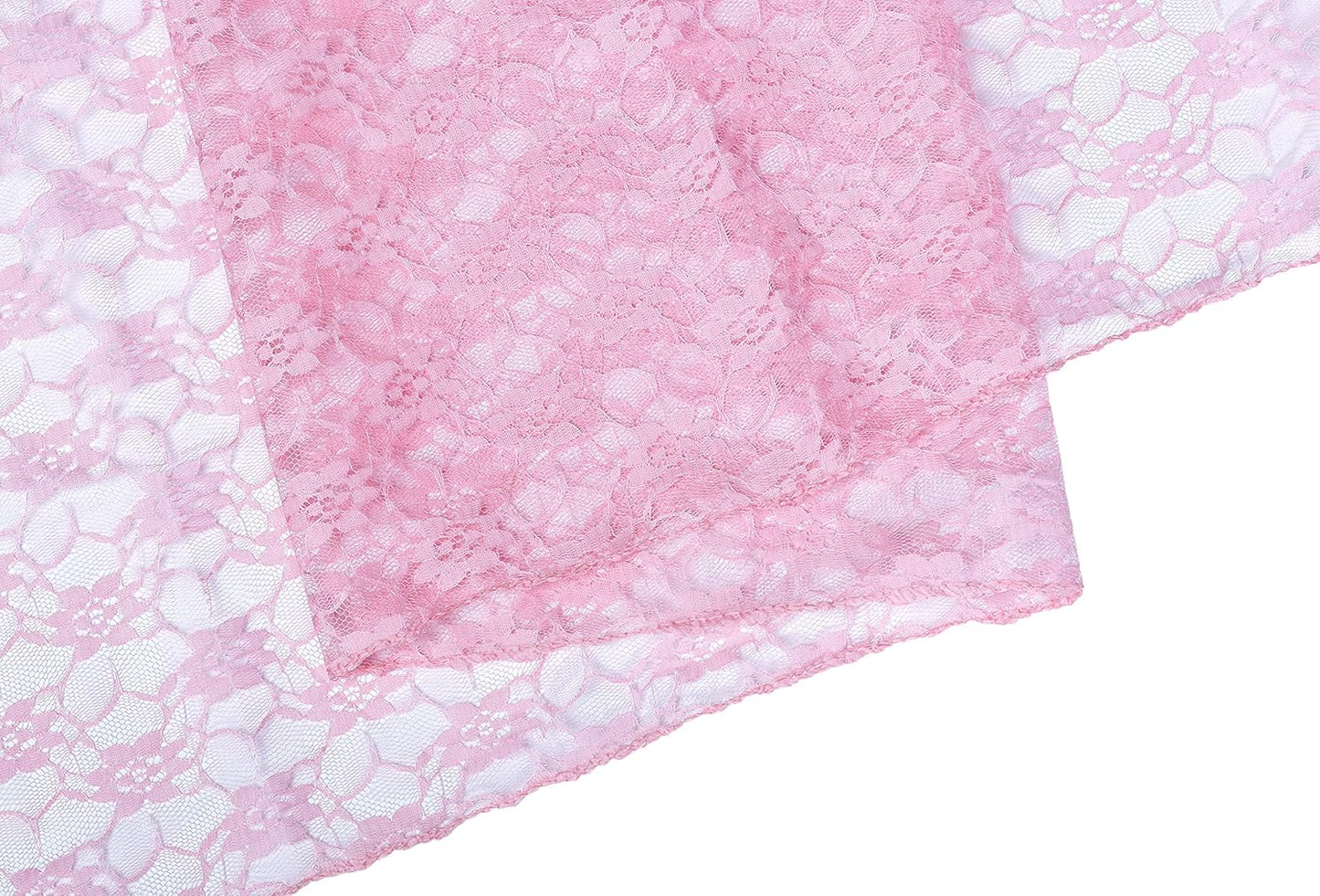 MDS Pack of 25 Wedding 12 x 108 inches Lace Table Runner for Wedding, Decorations for Birthday Parties, Banquets, Graduations, Engagements, and Runners fit Rectangle, Round Table- Blush Pink