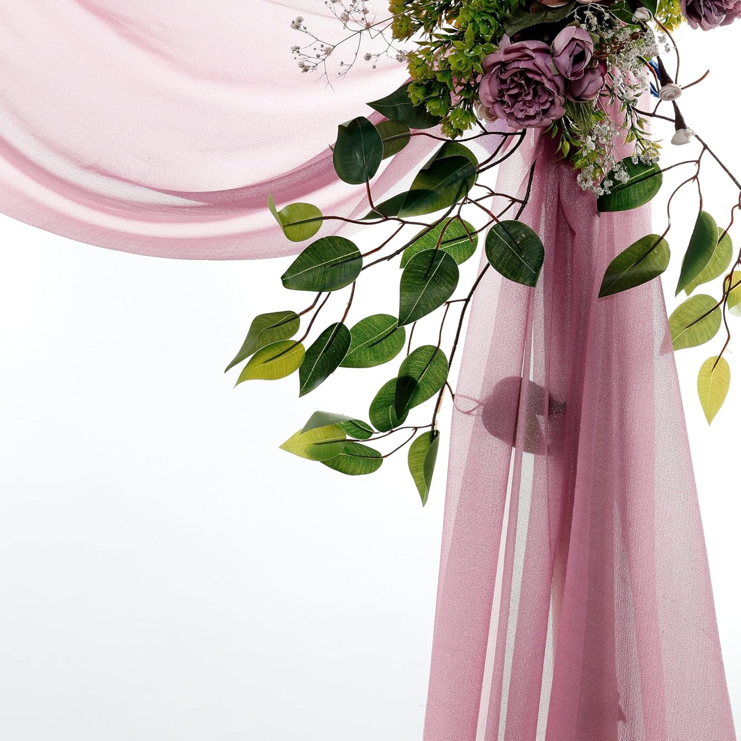 VDS Pack of 1 Panel (30 Inch X 100 Feet) Wedding Arch Draping Fabric Sheer Chiffon Fabric Drapery for Wedding Ceremony Reception Swag Backdrop Canopy Chuppah ARBO Altars Decoration (Mauva)