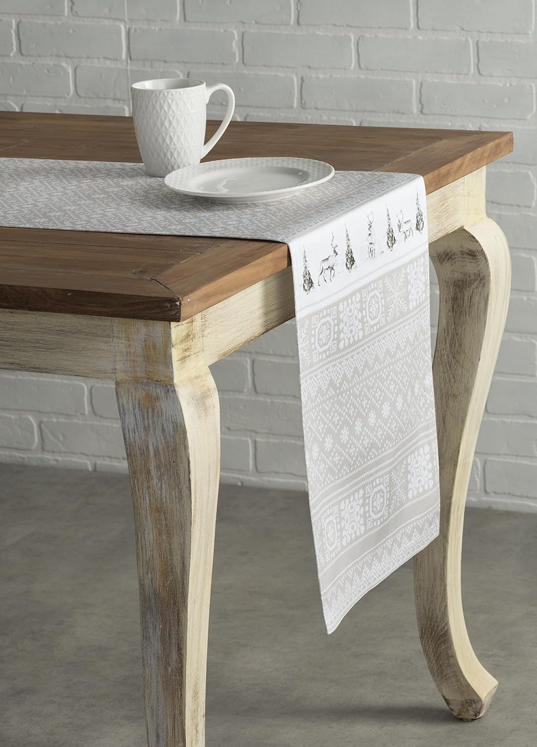 Maison d' Hermine Table Runner 100% Cotton Single Layer Table Runners 36 inches Long Decorative for Home Kitchen Dining Party Baby Shower Wedding Bridal Shower (Cozy Christmas, 14.50" x 36")