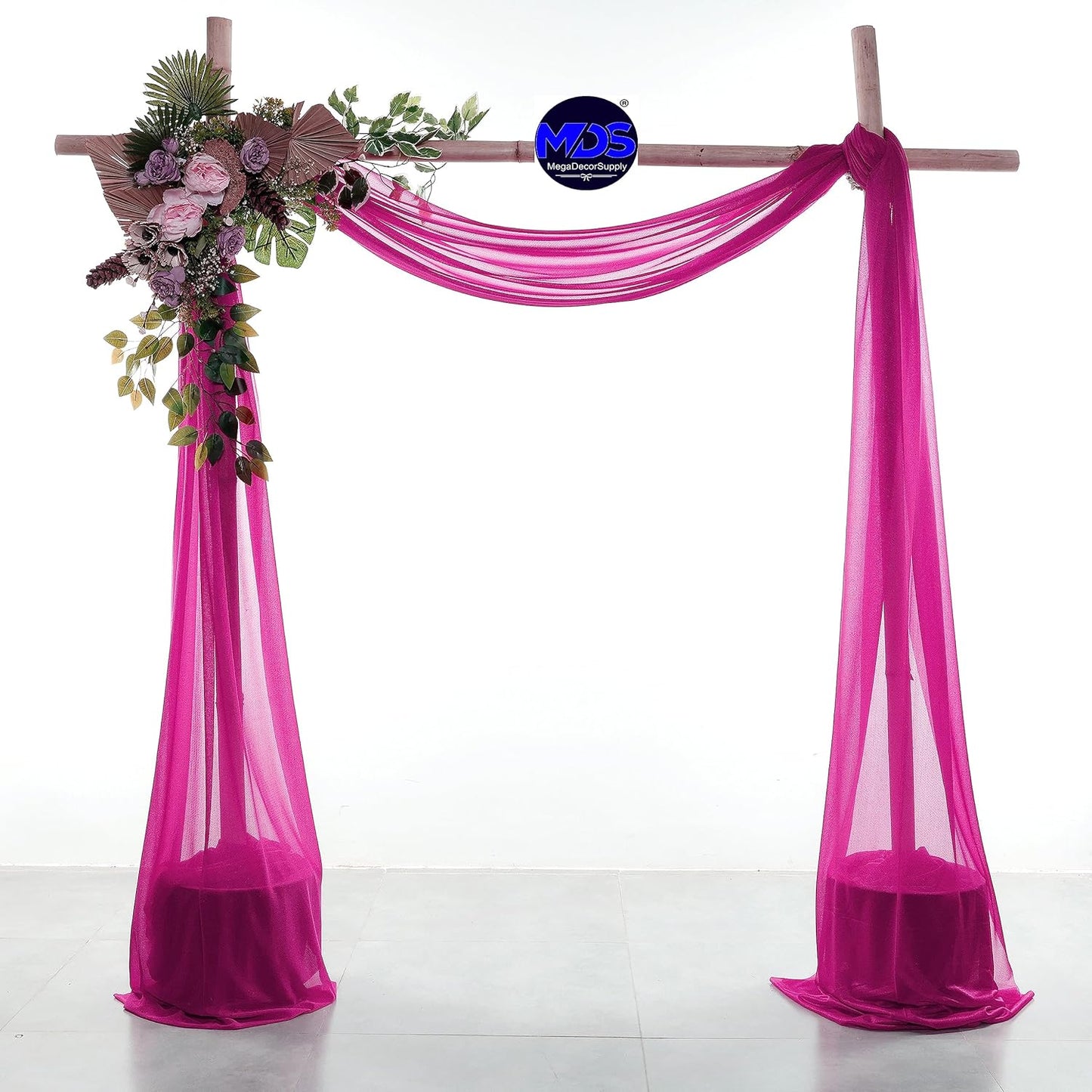 MDS Halloween Chiffon Draping Fabric - 2 Panel, 30" Wide x 20ft Long - Sheer Spooky Arbor & Canopy Drapery for Haunted House Backdrops, Party Ceilings, DIY Costumes & Themed Events - Magenta