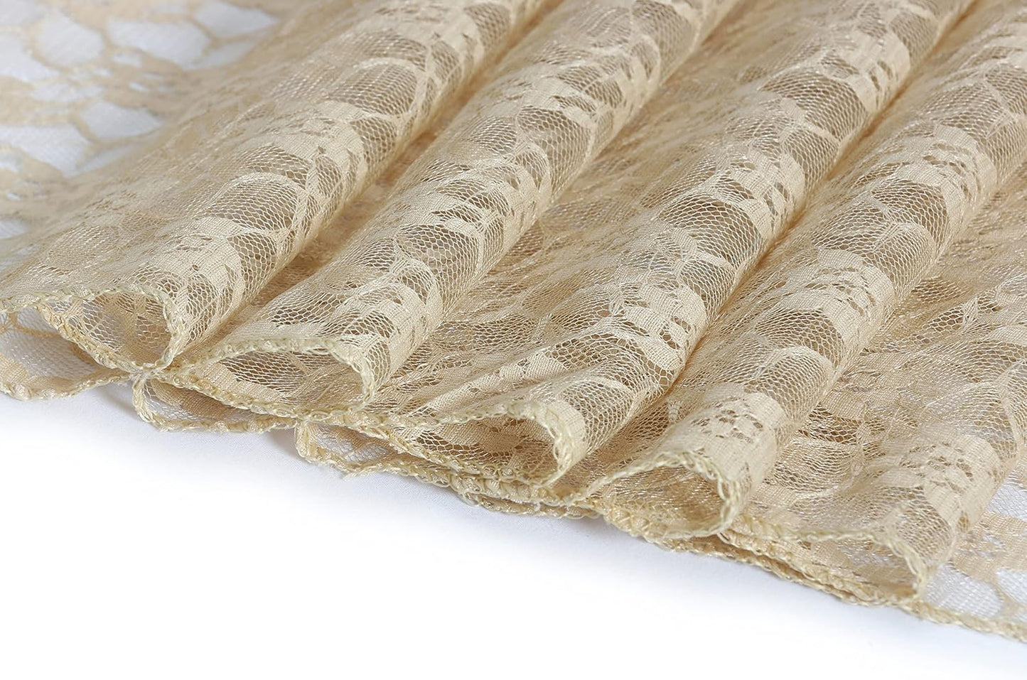 MDS Pack of 20 Wedding 12 x 108 inches Lace Table Runner for Wedding, Decorations for Birthday Parties, Banquets, Graduations, Engagements, and Runners fit Rectangle, Round Table- Champagne Gold