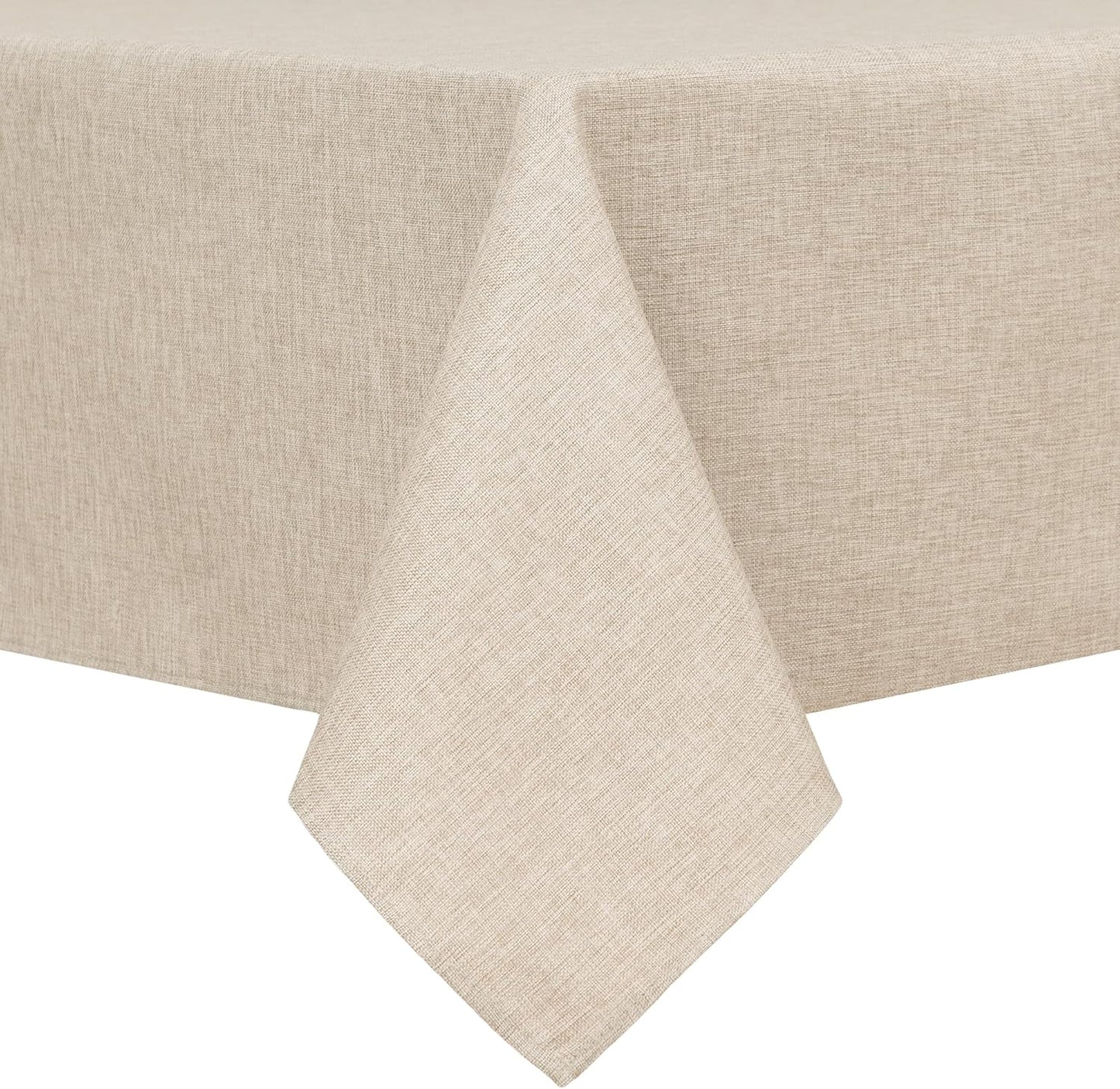 Hiasan Faux Linen Rectangle Tablecloth - Wrinkle and Stain Resistant Washable Table Cloth for Kitchen Dining Room Holiday Table Cover for Party Dinner, Beige, 90 x 156 Inch
