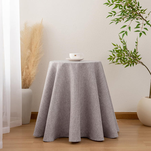 Hiasan 120 Inch Round Linen Tablecloth - Wrinkle and Stain Resistant Washable Polyester Fabric Table Cloth for Dining Room Kitchen Party, Stone