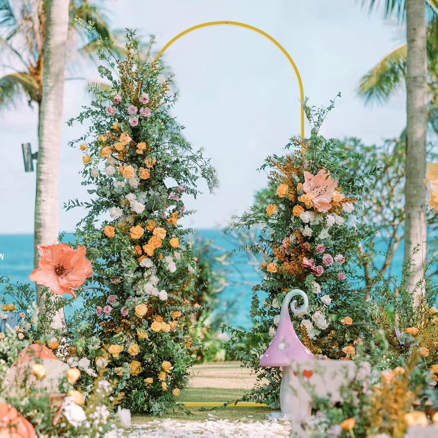 Wokceer 6 FT Wedding Arch Backdrop Stand Metal Arch Chiara Backdrop Stand for Wedding Ceremony Birthday Party Bridal Baby Shower Photo Booth Garden Floral Balloon Arch Decoration