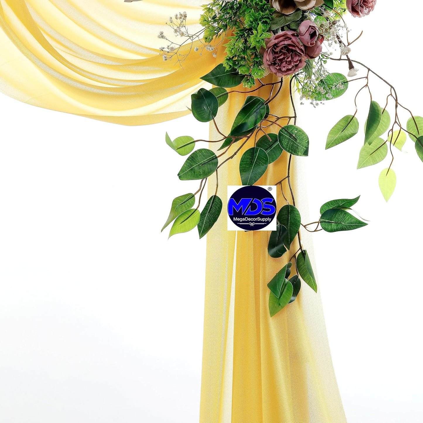 MDS Halloween Chiffon Draping Fabric - 1 Panel, 30" Wide x 20ft Long - Sheer Spooky Arbor & Canopy Drapery for Haunted House Backdrops, Party Ceilings, DIY Costumes & Themed Events - Gold