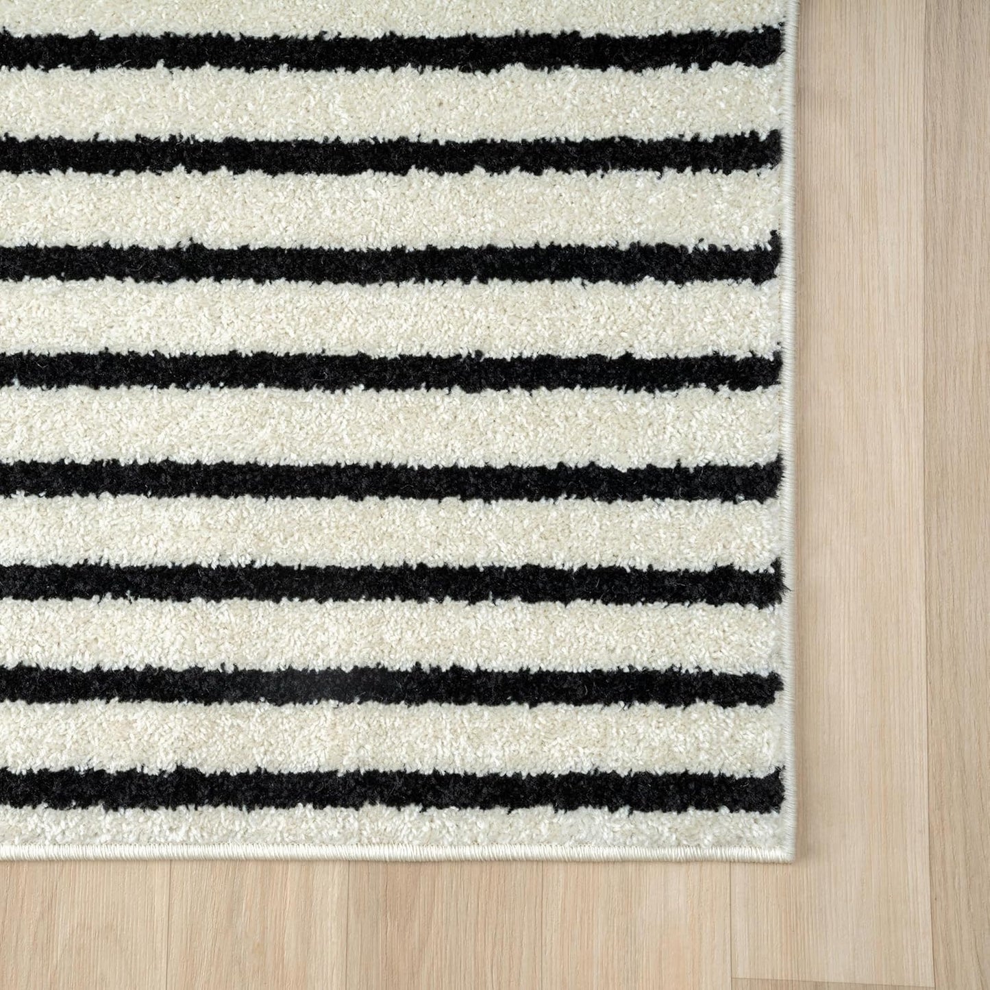 Abani Nuevo Collection Area Rug - Mid-Century Black and White Arch Knot Design - 6' Round - for Living Room, Bedroom & Office