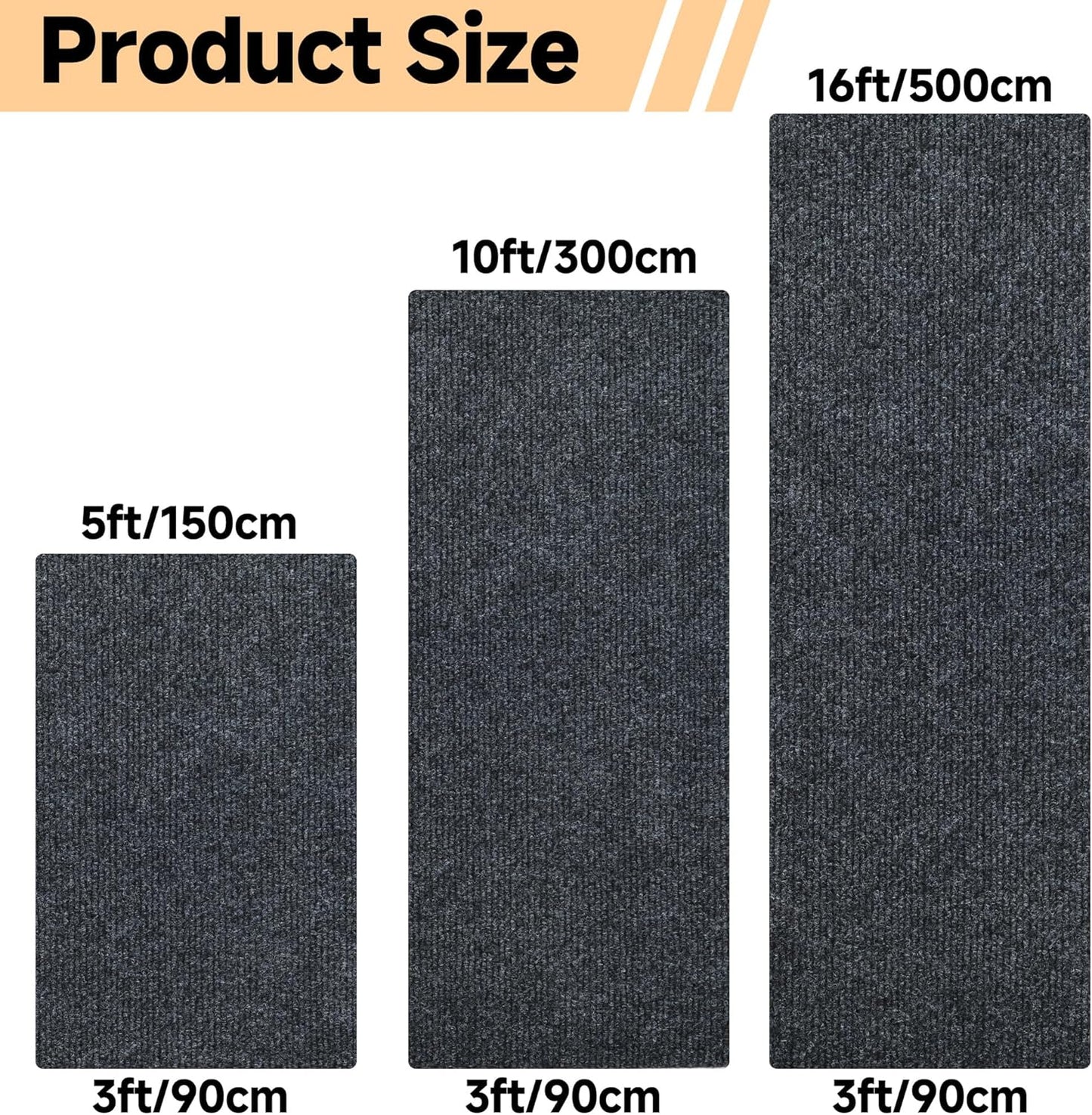 jxgzyy Runner Rugs 3 x 10 ft, Non Slip Entrance Doormat, 0.25” Thickness Indoor Outdoor Carpet Runner with Rubber Backing, Waterproof Custom Size Heavy Duty Floor Mat for Hallway Laundry Patio