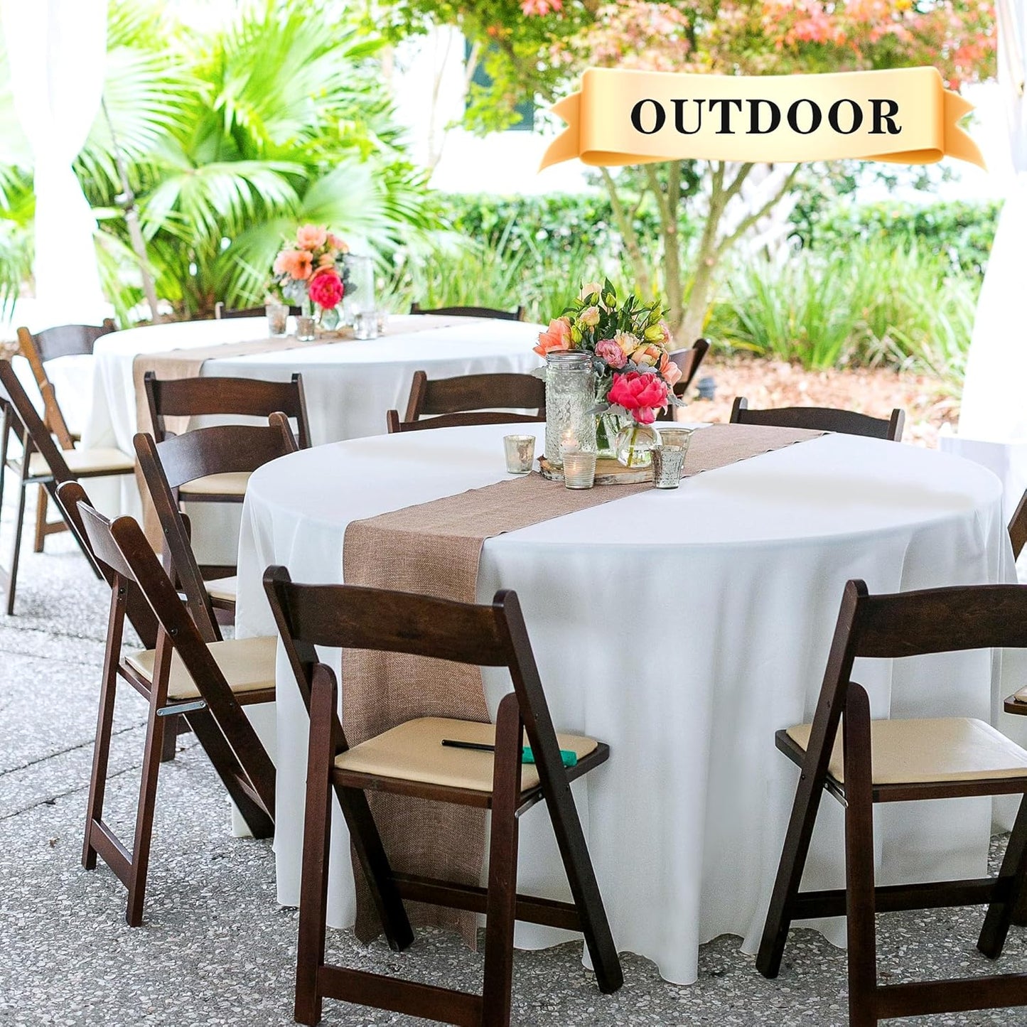 sancua 6 Pack Round Tablecloth 108 Inch White, Stain and Wrinkle Resistant Table Cloth - Washable Polyester Table Cover for Dining Tables, Buffet Parties and Camping