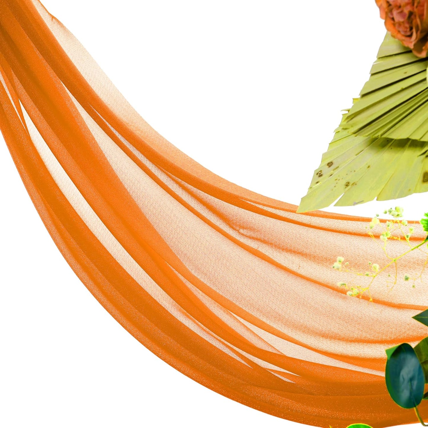 VDS Pack of 1 Panel (30 Inch X 50 Feet) Wedding Arch Draping Fabric Sheer Chiffon Fabric Drapery for Wedding Ceremony Reception Swag Backdrop Canopy Chuppah ARBO Altars Decoration (Orange)