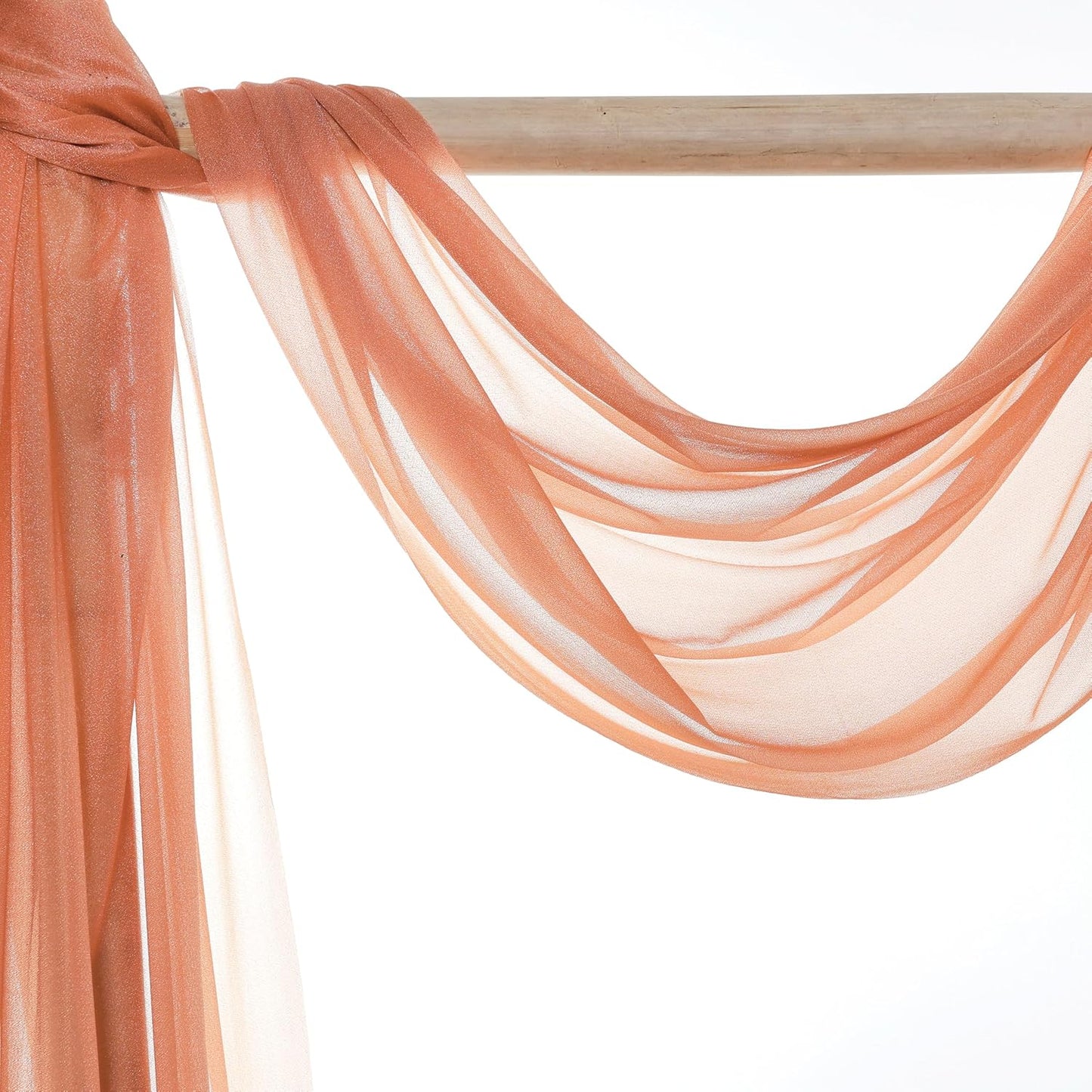 VDS Pack of 1 Panel (30 Inch X 30 Feet) Wedding Arch Draping Fabric Sheer Chiffon Fabric Drapery for Wedding Ceremony Reception Swag Backdrop Canopy Chuppah ARBO Altars Decoration (Coral Peach)