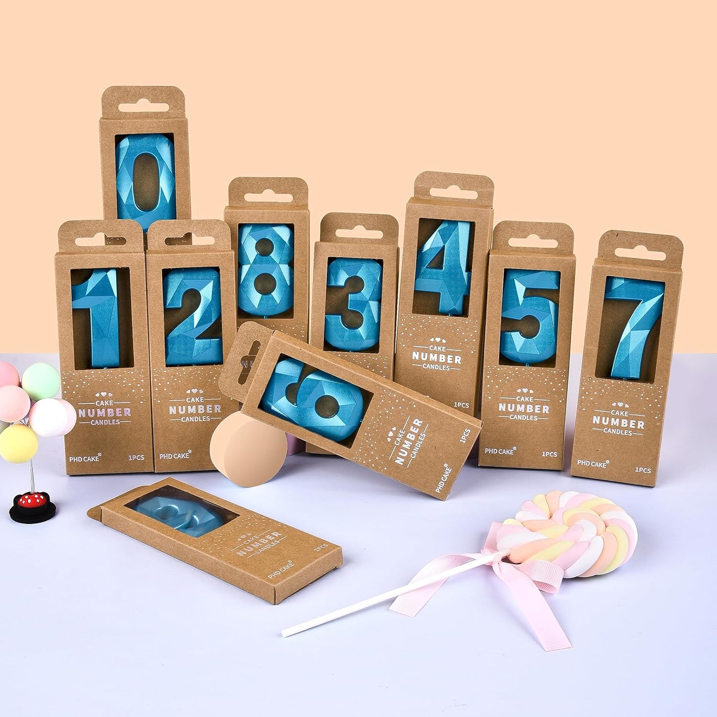 PHD CAKE 2.76 Inch Crystal Blue 1 Number Birthday Candles, Blue Number Candle, Cake Number Candles, Party Celebration