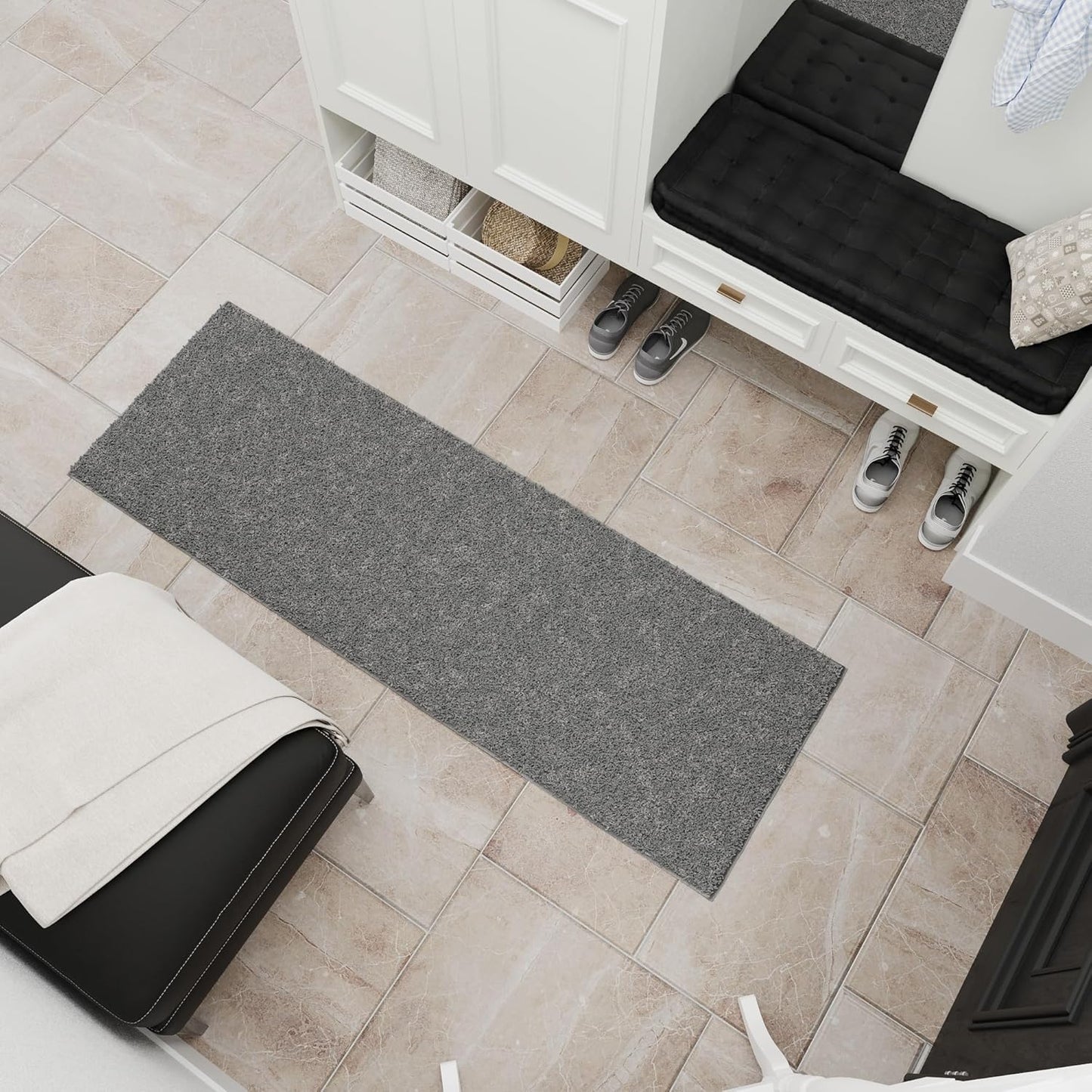 Ottomanson 2' x 3' Shaggy Area Rug - Plush & Cozy Non-Slip Carpet for Bedroom, Living Room & Nursery - Non Shedding & Durable for High-Traffic Areas, Gray