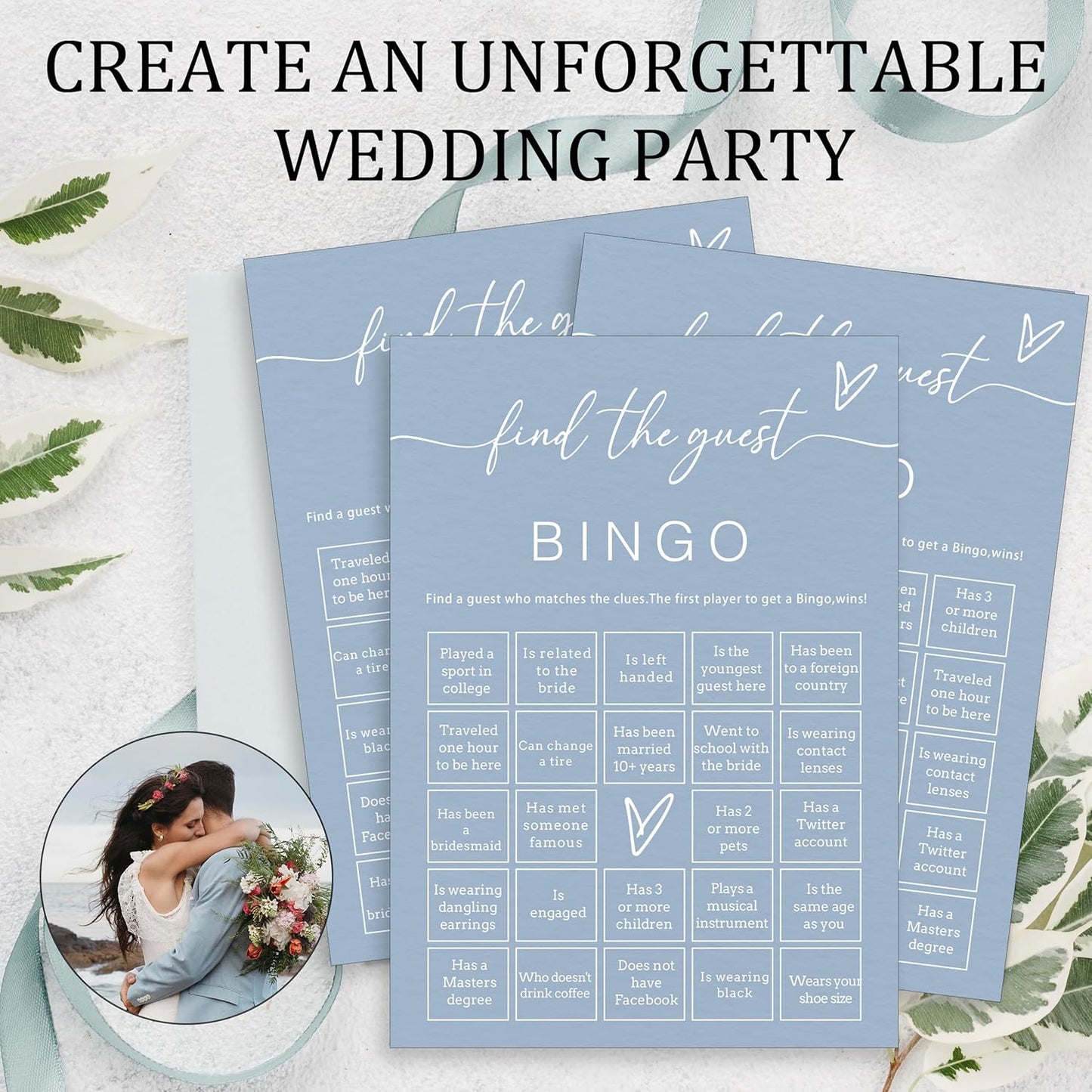 Fun Wedding Shower Bingo 25Pcs Prefilled Find The Guest Bingo Game Cards Engaging Bridal Party Entertainment for Wedding Shower, Engagement Party & Reception for Minimalist Newlywed Game - B15
