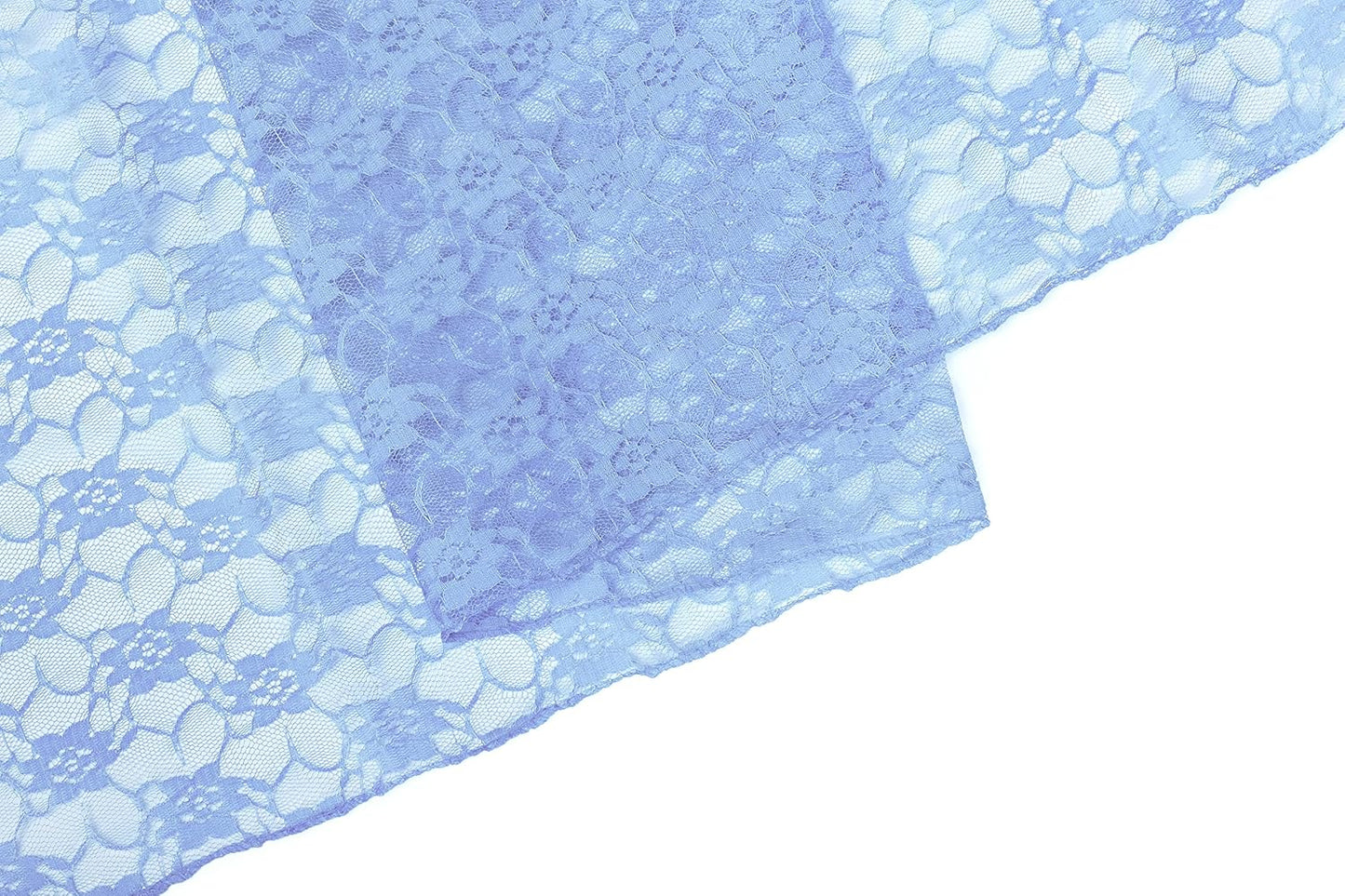 MDS Pack of 15 Wedding 12 x 108 inches Lace Table Runner for Wedding, Decorations for Birthday Parties, Banquets, Graduations, Engagements, and Runners fit Rectangle, Round Table- Baby Blue