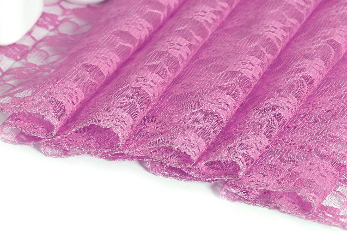 MDS Pack of 25 Wedding 12 x 108 inches Lace Table Runner for Wedding, Decorations for Birthday Parties, Banquets, Graduations, Engagements, and Runners fit Rectangle, Round Table- Dusty Pink