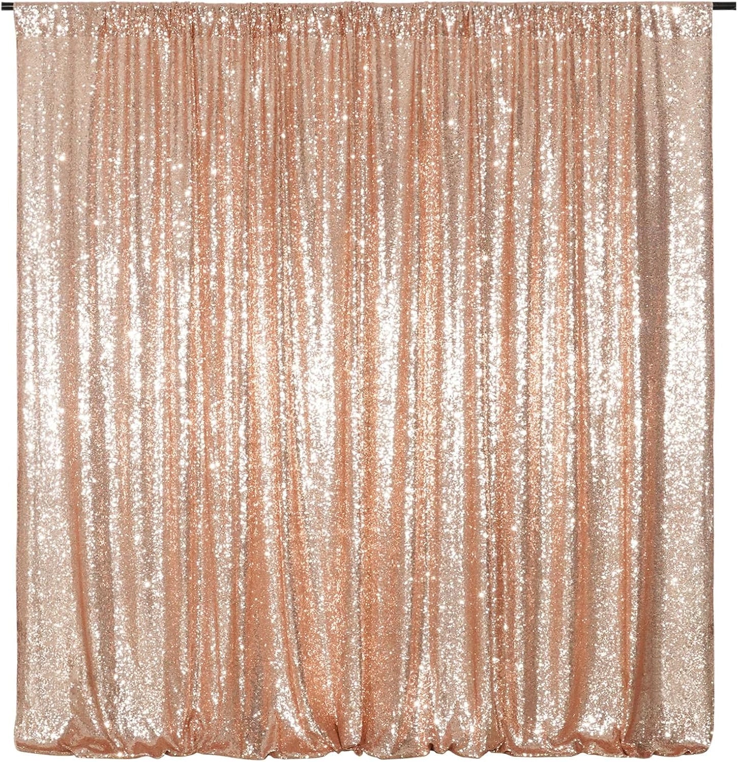 Poise3EHome Rose Gold Sequin Backdrop, 20Ft x 10Ft Glitter Photography Background Curtains for Party Baby Shower Wedding Birthday Christmas Thanksgiving Halloween Decoration