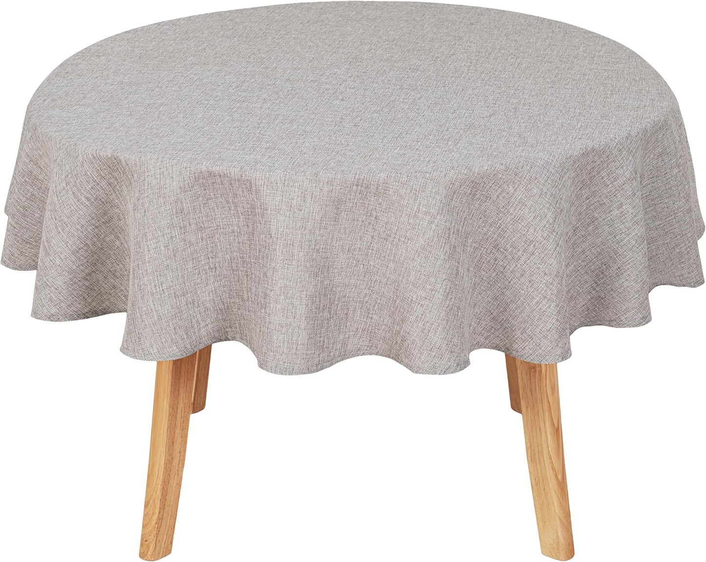 Hiasan Round Linen Tablecloth 90 Inch - Wrinkle and Stain Resistant Washable Polyester Fabric Table Cloth for Dining Room Kitchen Party, Stone