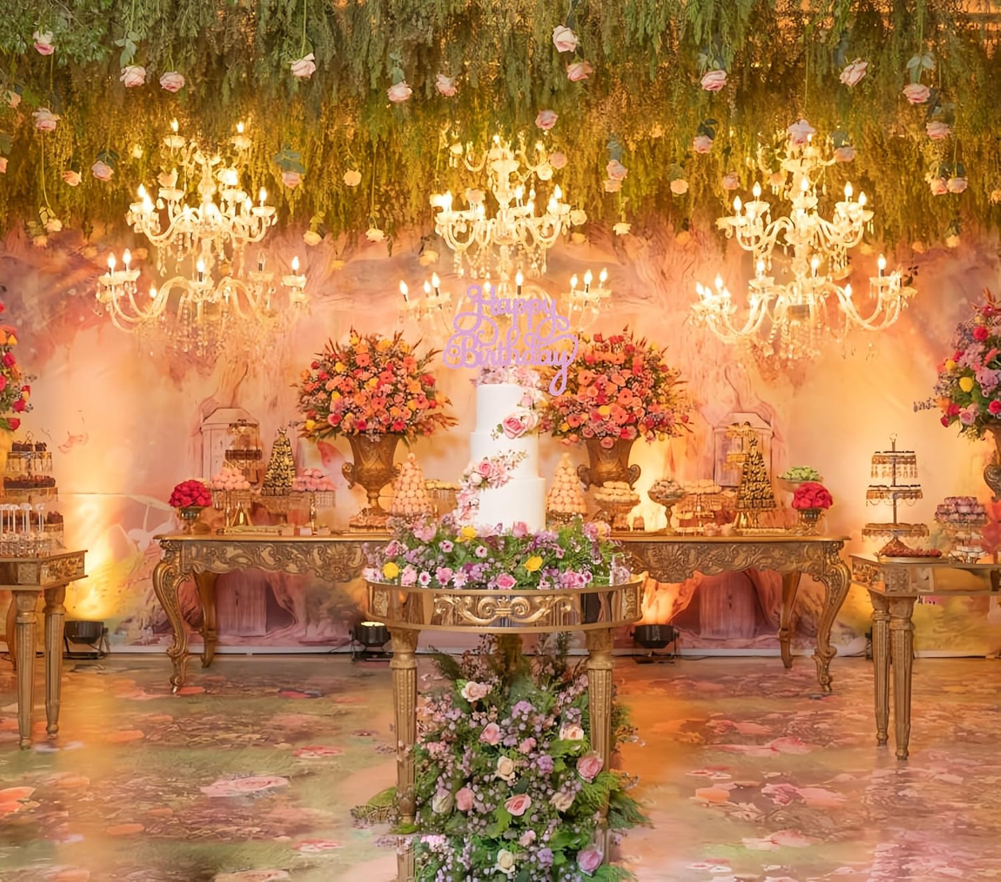 Happy Birthday Cake Topper - Pink Glitter Birthday Party Cake Decoration Supplies - Happy Birthday Cake Decor, for Anniversary/Birthday Party Supplies Photo Booth Props