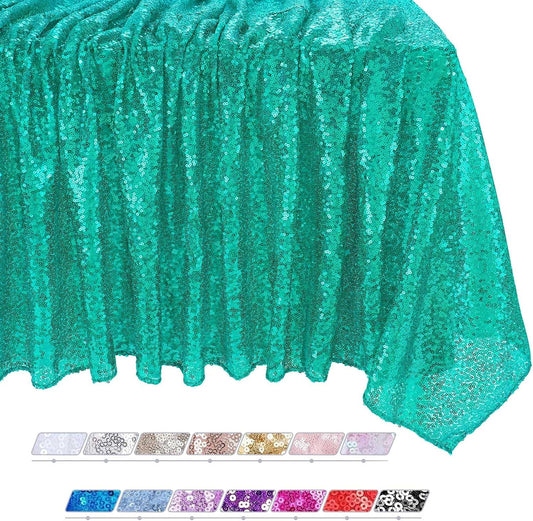 Tablecloth Birthday Party Decorations: 50x80 Inch Sequin Tablecloth Lake Green Drapes Glitter Fabric Wedding Ocean Mermaid Events Table Overlay