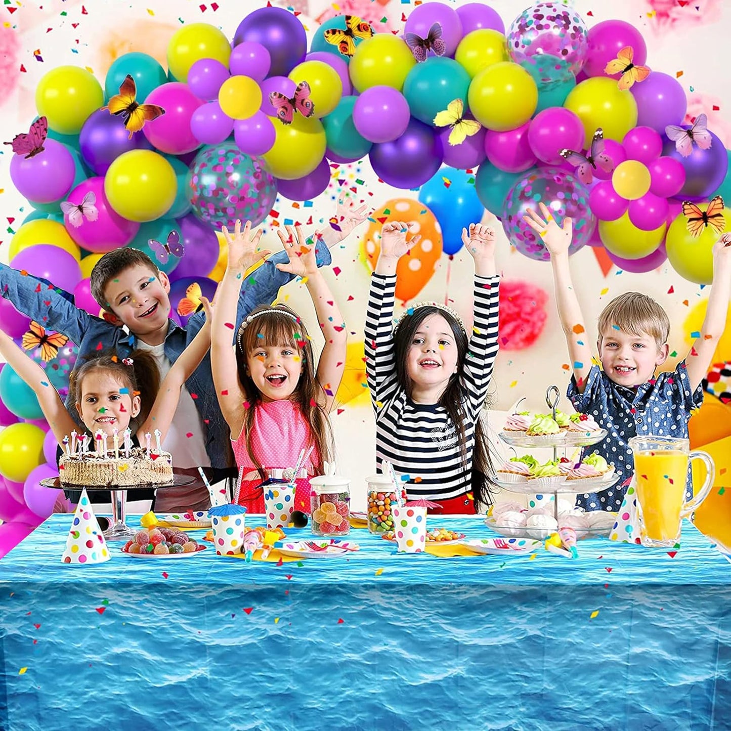 Togvu Pink Blue Purple Balloon, 60 Pcs 12 Inches Hot Pink Metallic Purple Teal Yellow Balloons Confetti Balloons for Kids Magic Theme Birthday Decoration Baby Shower Engagement Party Supplies