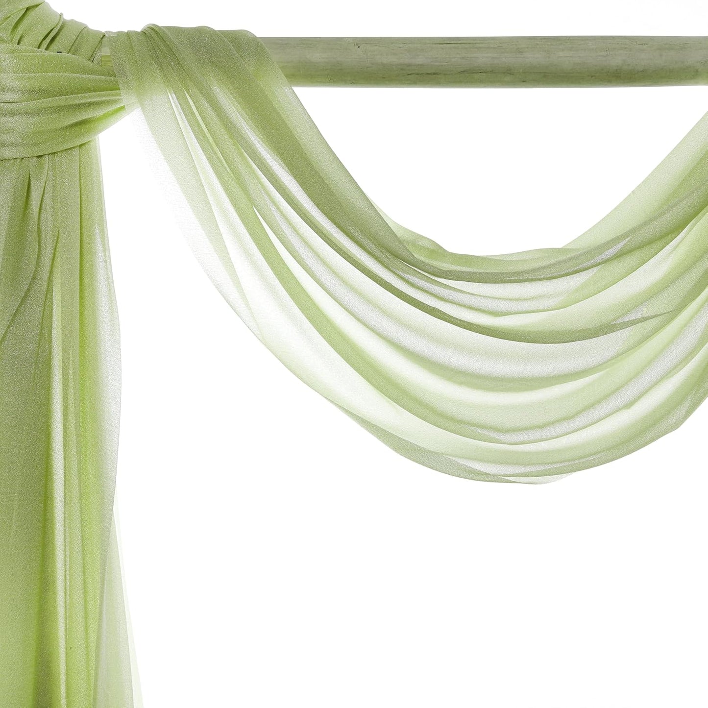 VDS Pack of 2 Panel (30 Inch X 100 Feet) Wedding Arch Draping Fabric Sheer Chiffon Fabric Drapery for Wedding Ceremony Reception Swag Backdrop Canopy Chuppah ARBO Altars Decoration (Sage Green)