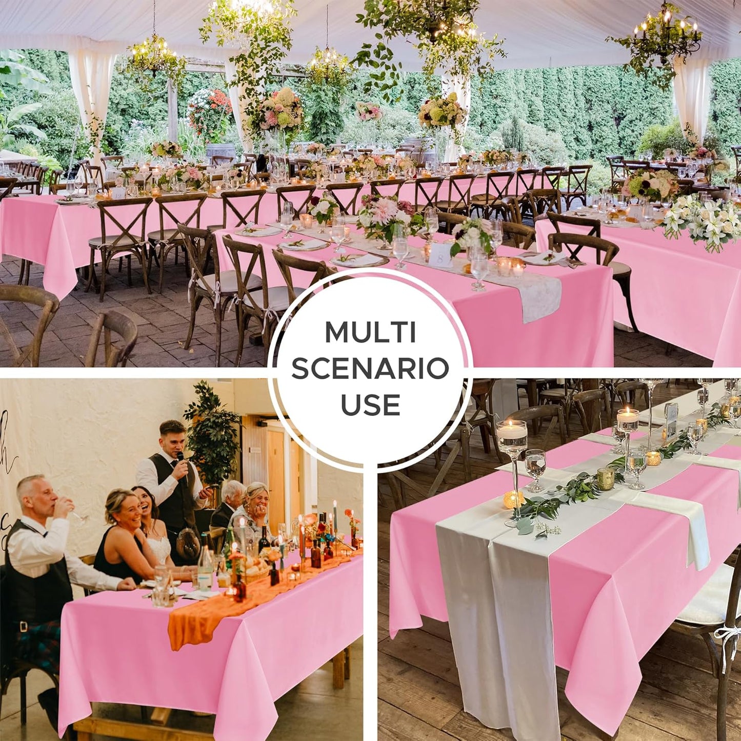 Fitable 8 Pack Table Cloth Rectangle Table: Stain and Wrinkle Resistant Tablecloth Rectangular, Washable Polyester Tablecloths for Wedding Party Dining Banquet Event Catering(Pink, 70x120 Inch)