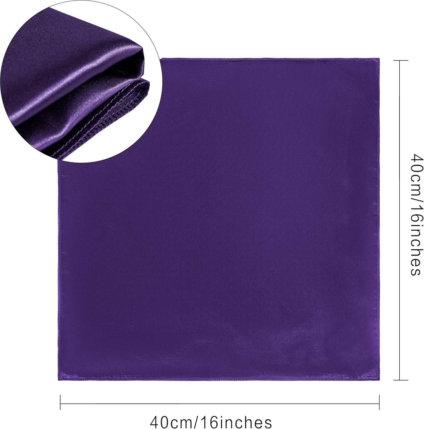 36 Pack Square Satin Dinner Napkins, 16x16 Inches Silky Soft Smooth Table Cloth Napkins for Restaurant Weddings Banquet Party Decoration, Purple