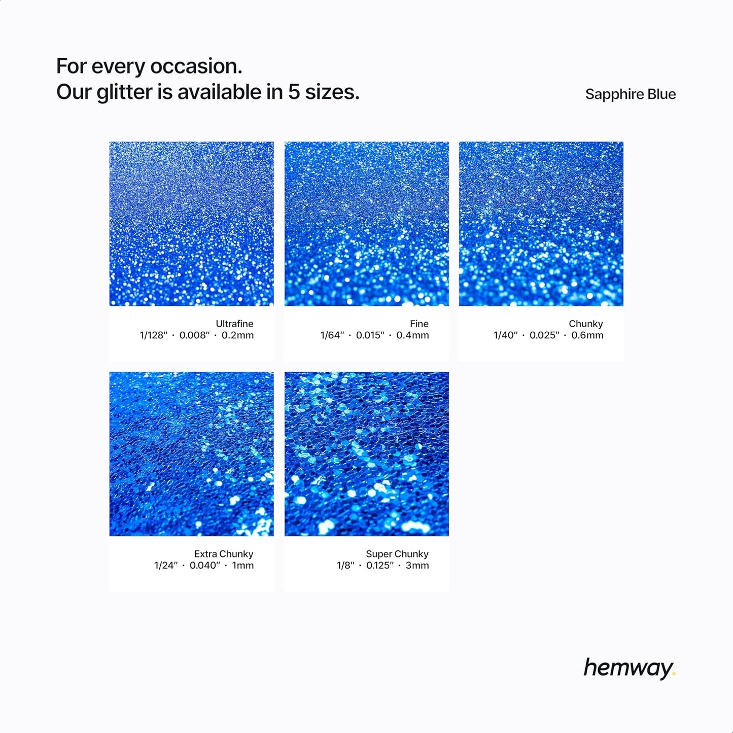 Hemway Eco Friendly Biodegradable Glitter 100g / 3.5oz Bio Cosmetic Safe Sparkle Vegan for Face, Eyeshadow, Body, Hair, Nail and Festival Makeup - Ultrafine (1/128" 0.008" 0.2mm) - Sapphire Blue