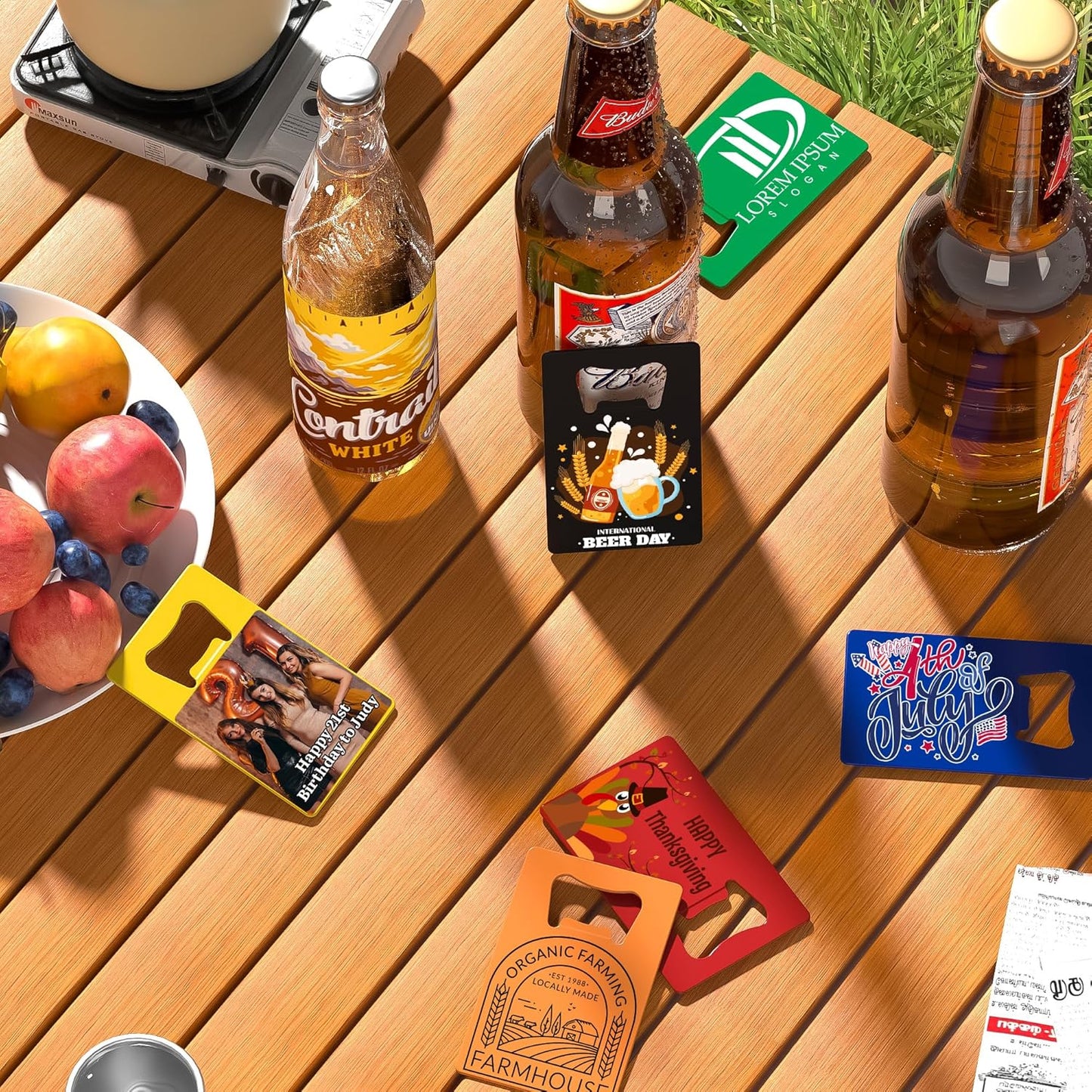 4-100 Pcs Custom Bottle Opener, Personalized Stainless Steel Credit Card Bottle Opener, Full Color Print Custom Beer Can Opener Bulk for Bar, Wedding Favors, Party, Promotion, Groomsmen Gift (Yellow)