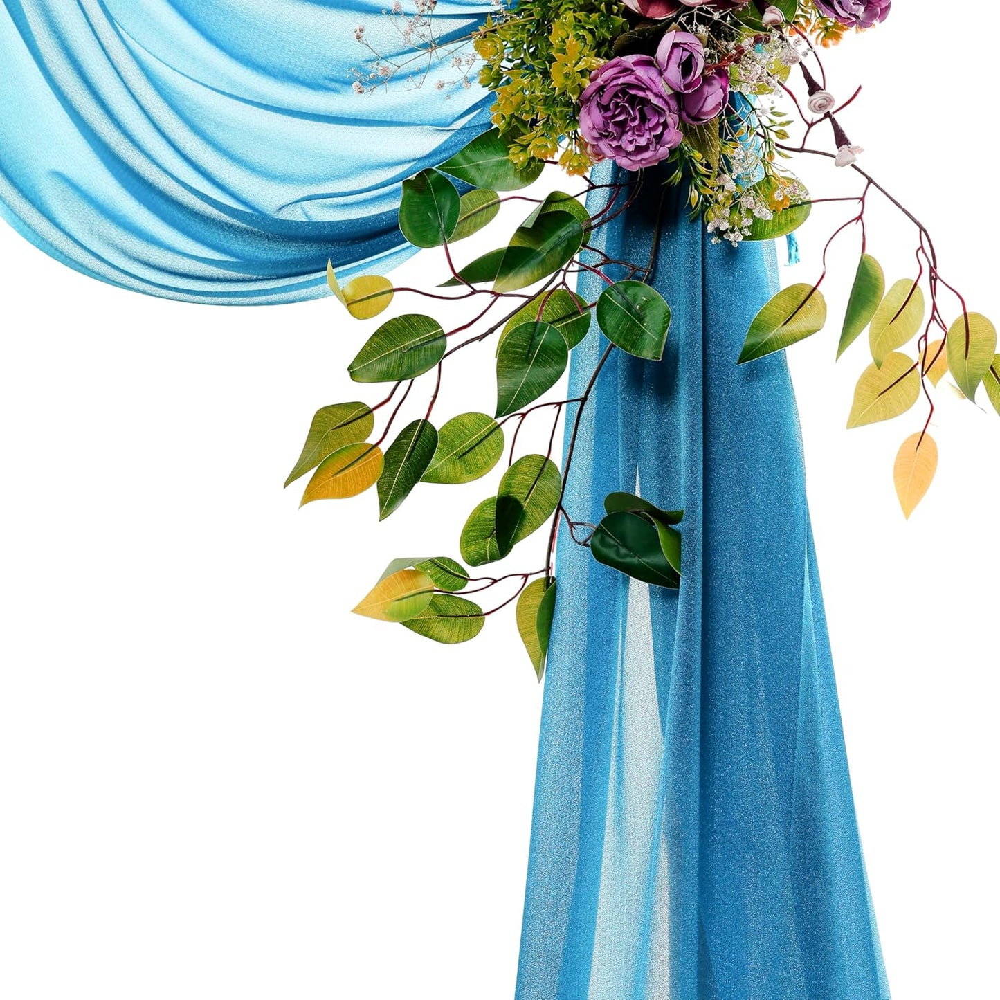 VDS Pack of 1 Panel (30 Inch X 40 Feet) Wedding Arch Draping Fabric Sheer Chiffon Fabric Drapery for Wedding Ceremony Reception Swag Backdrop Canopy Chuppah ARBO Altars Decoration (Dark Teal)