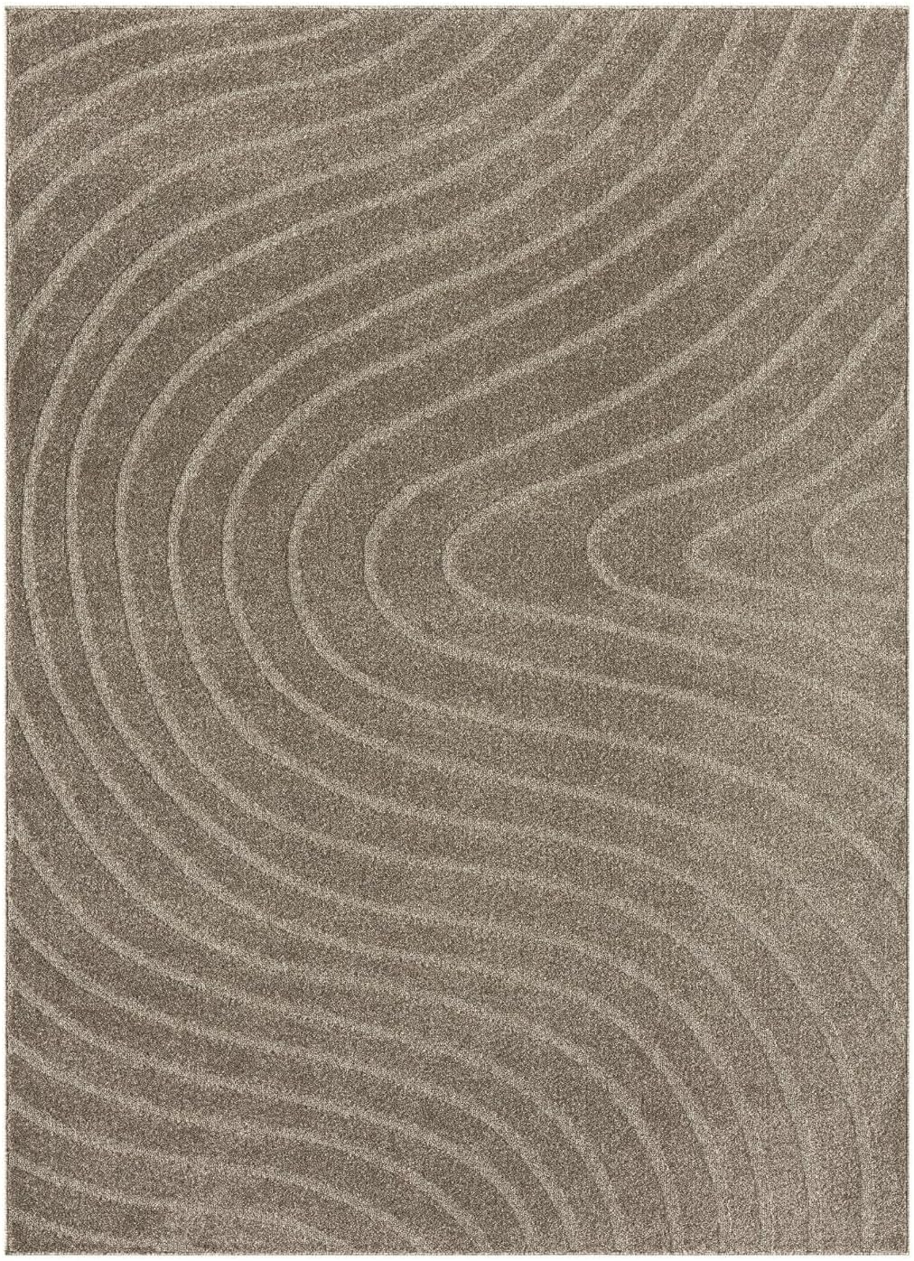 LUXE WEAVERS Modern Geometric Wave Taupe 6x9 Area Rug