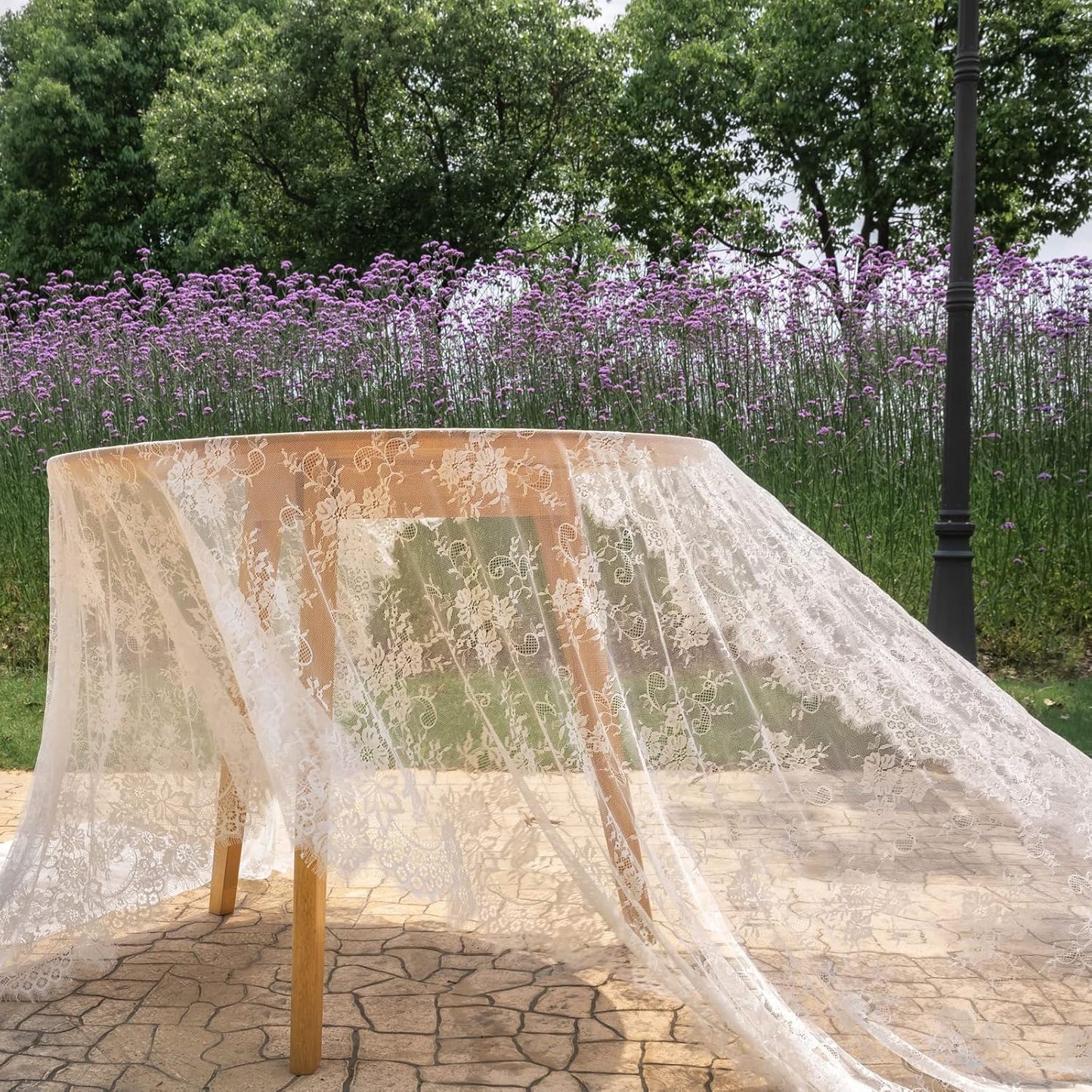 TINWIN Rectangle Lace Tablecloth 60x120 Inch White Vintage Runner Eyelash Fabric for Kitchen Dining Picnic Table Wedding Decor for Home Decoration Tea Party Decor-3