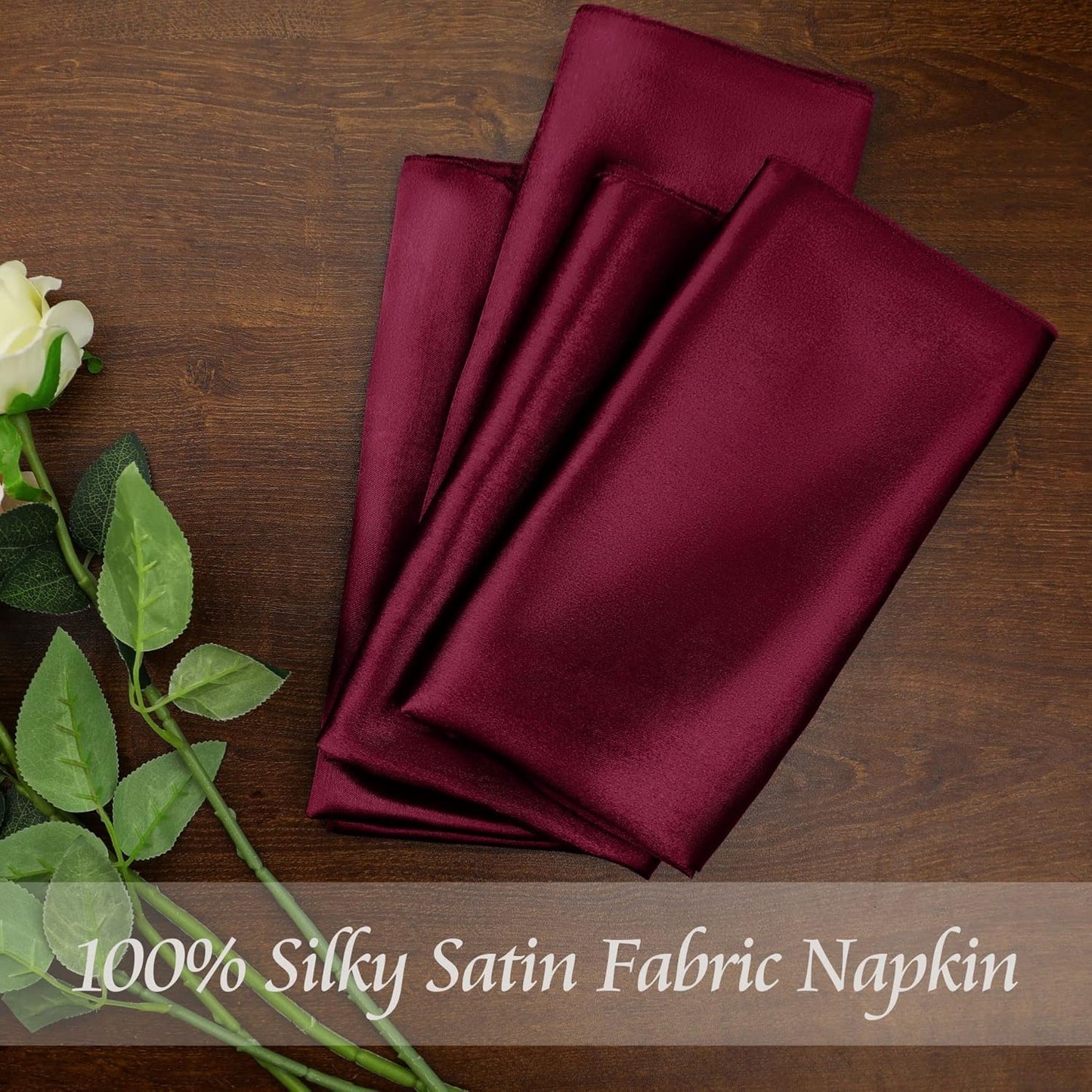 Manyshofu 60 Pieces Maroon Satin Napkins - 20x20 Inches Cloth Napkins, Square Satin Fabric Napkins Set - Elegant & Reusable Table Napkins for Wedding Dinner Party Lunch Banquet Restaurant Decoration