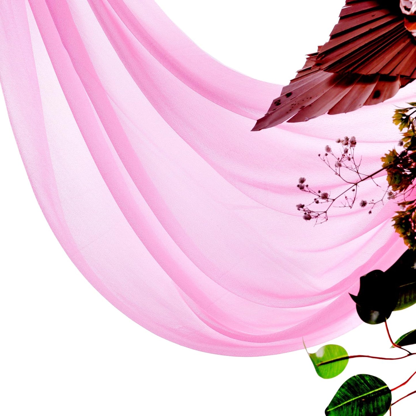VDS Pack of 1 Panel (30 Inch X 50 Feet) Wedding Arch Draping Fabric Sheer Chiffon Fabric Drapery for Wedding Ceremony Reception Swag Backdrop Canopy Chuppah ARBO Altars Decoration (Bubblegum)