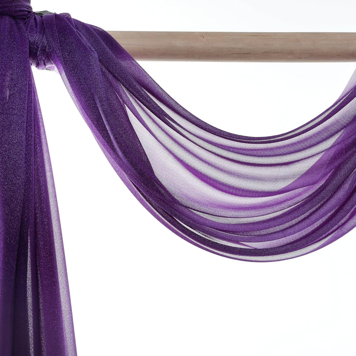 VDS Pack of 2 Panel (30 Inch X 40 Feet) Wedding Arch Draping Fabric Sheer Chiffon Fabric Drapery for Wedding Ceremony Reception Swag Backdrop Canopy Chuppah ARBO Altars Decoration (Purple)