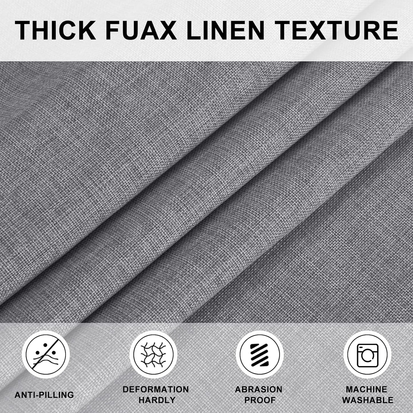 Hiasan Table Cloth Round Linen Tablecloth 120 Inch - Wrinkle and Stain Resistant Washable Polyester Fabric Table Cloth for Dining Room Kitchen Party, Grey