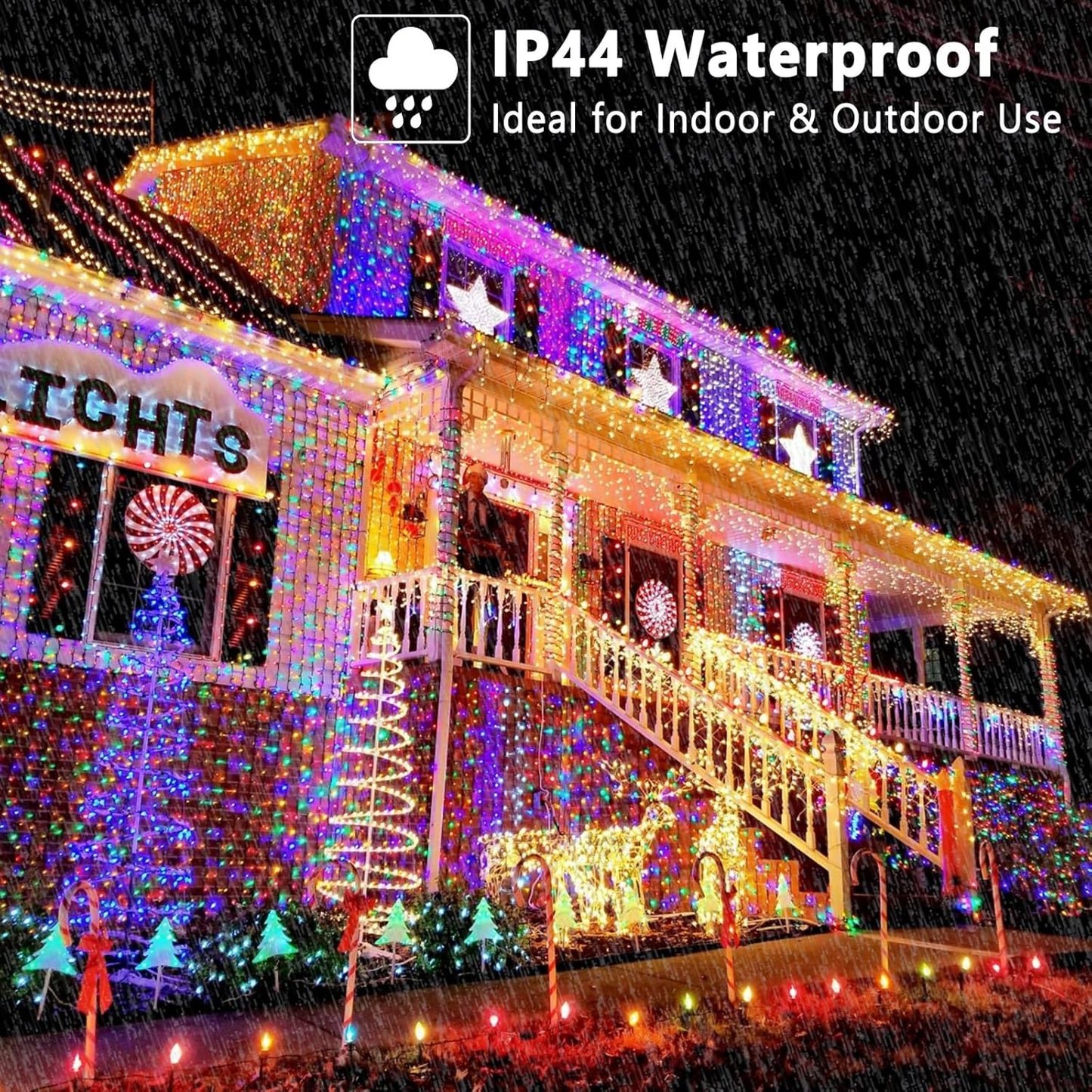 BrizLabs Color Changing Christmas Lights, 180ft 500 LED with Remote, 11 Modes Cool White & Colored Outdoor/Indoor Xmas Tree Lights