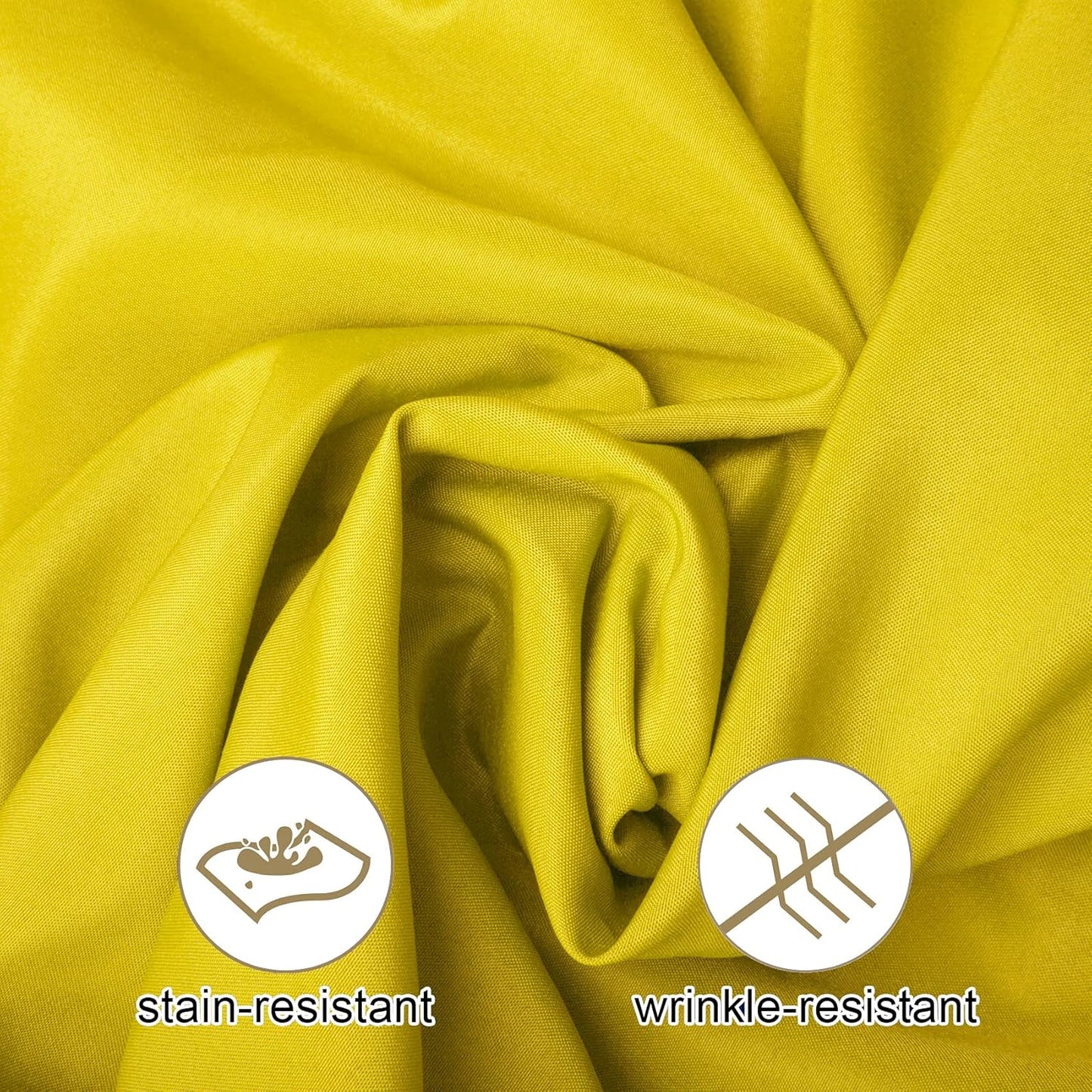 Ascoza 2pack 132 Inch Yellow Round Tablecloth in Washable Polyester Fabric for Wedding/Banquet/Restaurant/Parties…