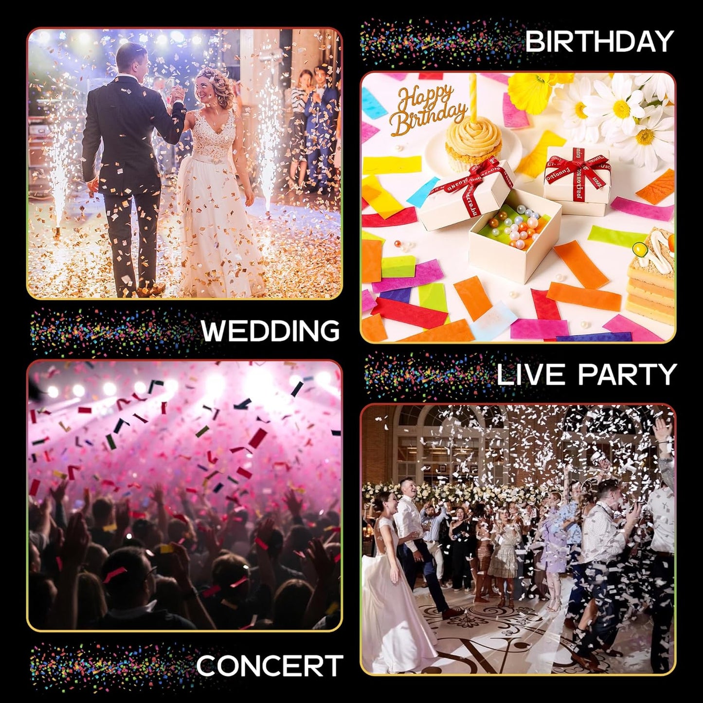 Ultimate Confetti, Multicolor Biodegradable Confetti - Rectangular Fluttering Tissue Paper Confetti for Cannon and Launcher use – Best for Gender Reveal, Parties, Concerts and Weddings - 20 lb, 320 oz