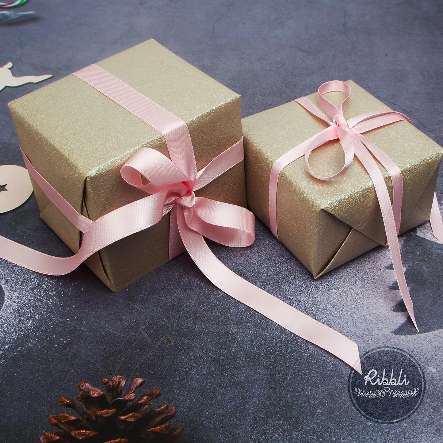 Ribbli Double Faced Light Pink Baby Pink Satin Ribbon,1/4” x Continuous 25 Yards,Use for Bows Bouquet,Gift Wrapping,Baby Shower,Floral Arrangement