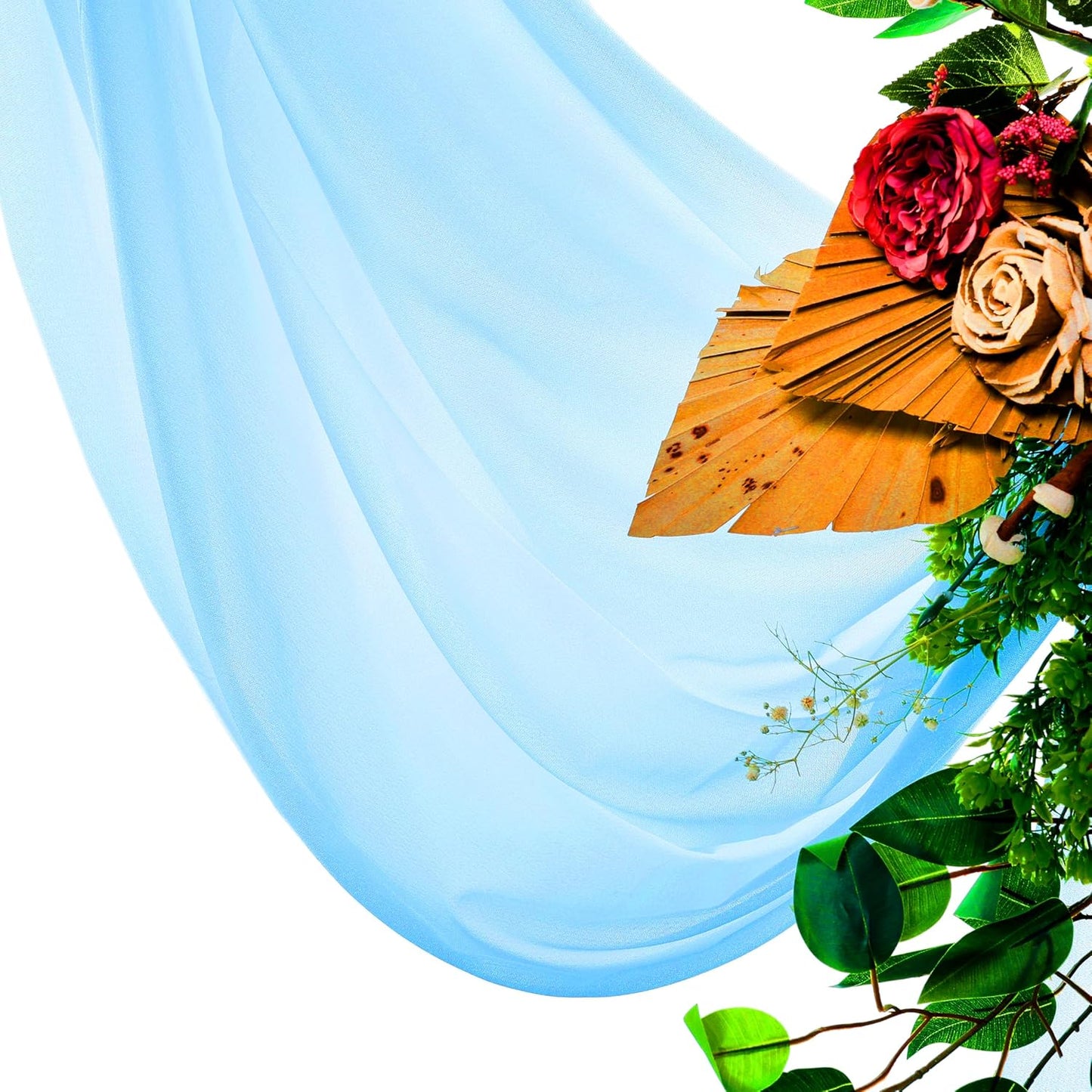VDS Pack of 1 Panel (30 Inch X 50 Feet) Wedding Arch Draping Fabric Sheer Chiffon Fabric Drapery for Wedding Ceremony Reception Swag Backdrop Canopy Chuppah ARBO Altars Decoration (Turquoise)