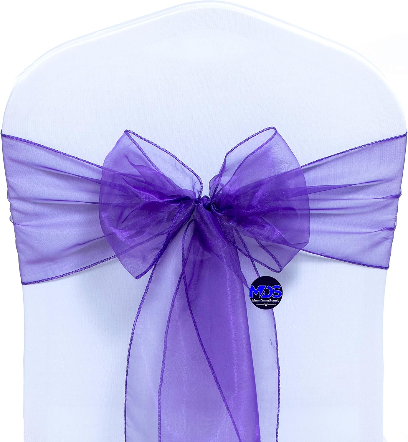 MDS Pack of 75 PCS Organza Chair Sashes Wider Dining Chair Bows Ribbon Tie Back for Wedding Party Birthday Bridal Shower Reception Event Banquet Home Chair Cover Decoration - Purple