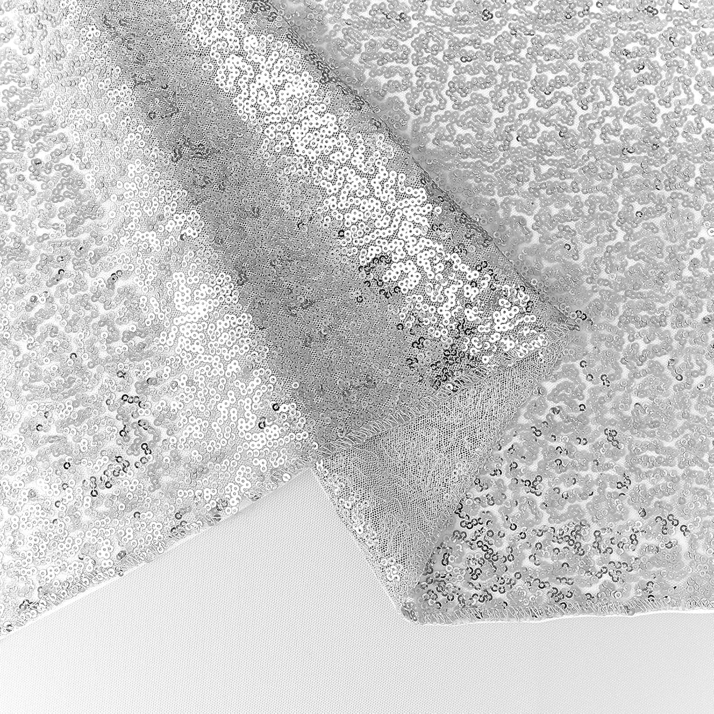 2 Packs 12 x 72 inches Sequin Table Runner, Silver Glitter Table Runner for Birthday Party Supplies Wedding Engagement Baby Shower Holiday Celebration Event Decorations